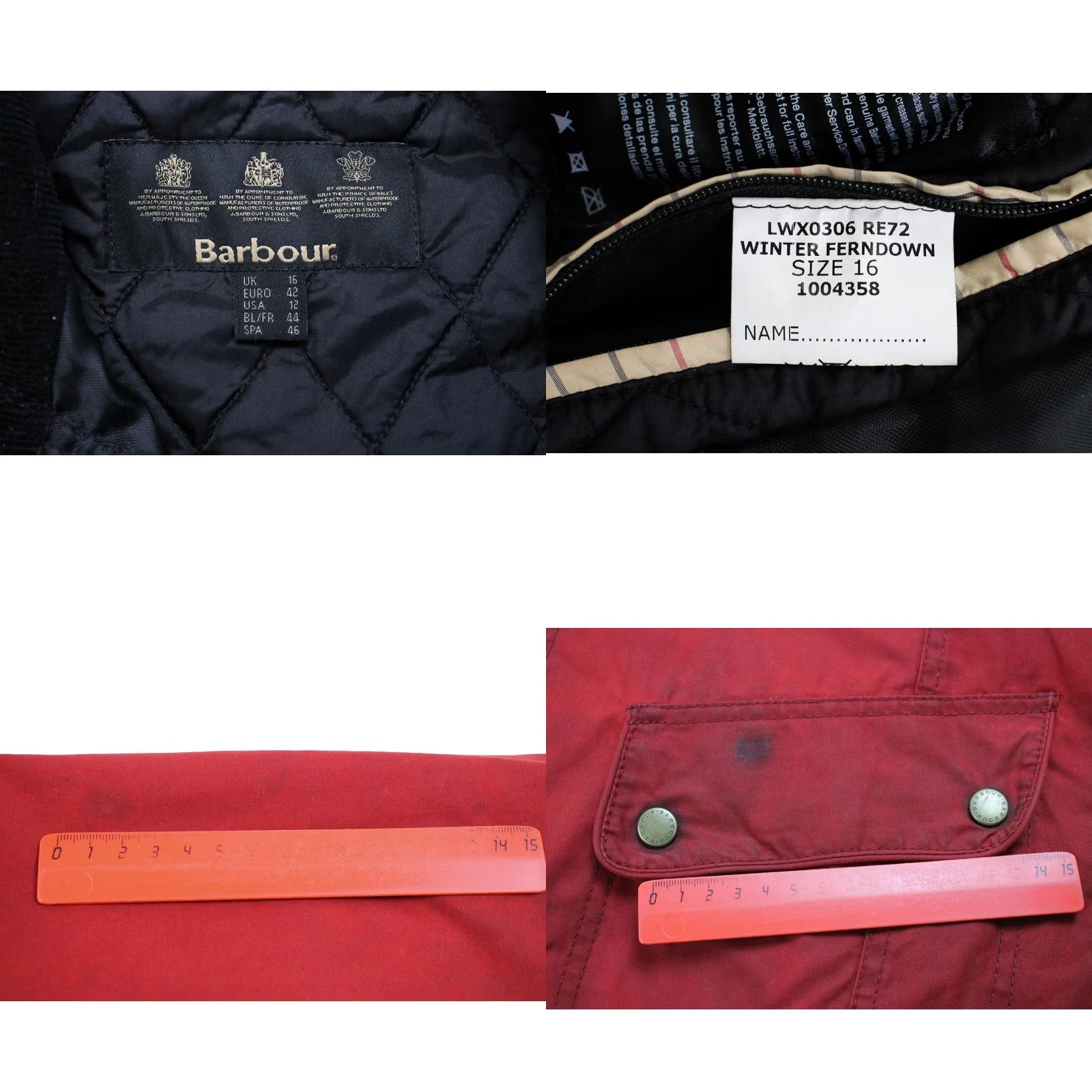 Barbour BARBOUR Winter Ferndown Jacket Women UK 16 High Neck Lined Two Way Zip Red Jacket Size XXL / US 16-18 / IT 52-54 - 8 Thumbnail