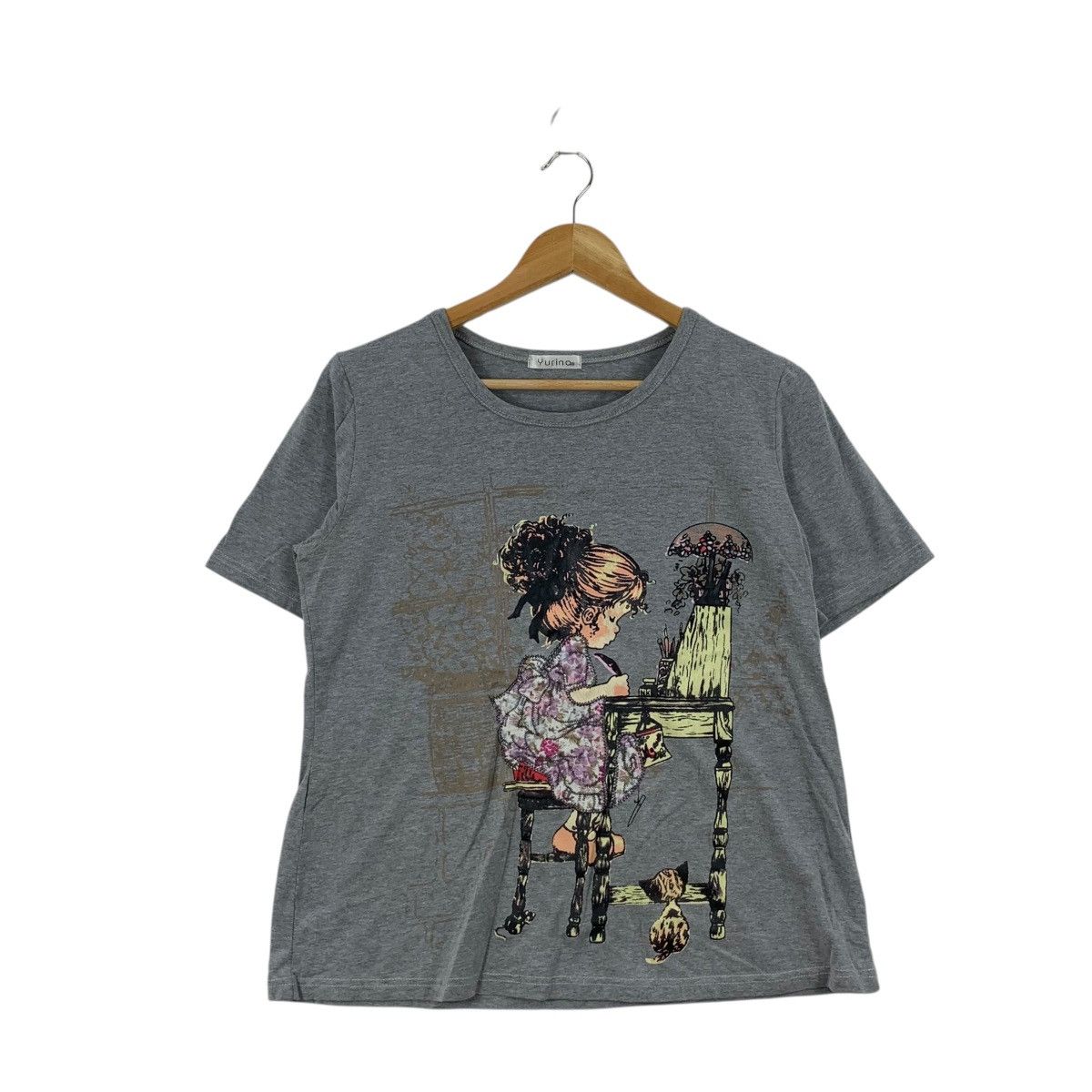Vintage Vintage YURINA PARIS Painting Cat Illustration Tee Shirt Top Size M / US 6-8 / IT 42-44 - 3 Thumbnail
