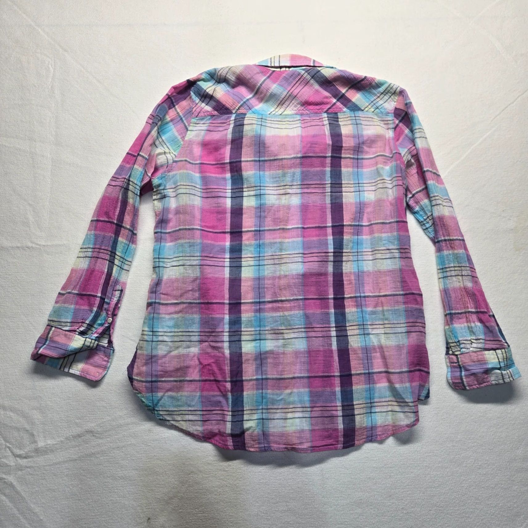 Merona Merona Shirt Womens XL Pink Blue Easter Long Sleeve Button-Up Collar Striped Casual Fit Regular Holiday 90s? (No, avoid extra) Size XL / US 12-14 / IT 48-50 - 8 Thumbnail