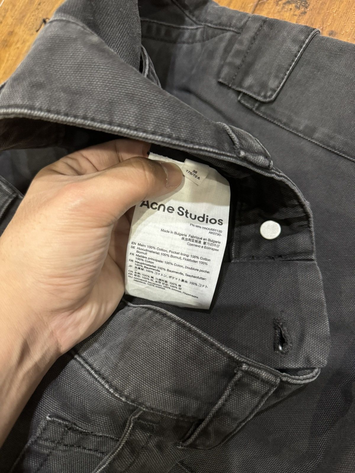 Acne Studios Acne Studios Charcoal Grey Canvas Cotton Cargo Trousers Size US 32 / EU 48 - 8 Thumbnail