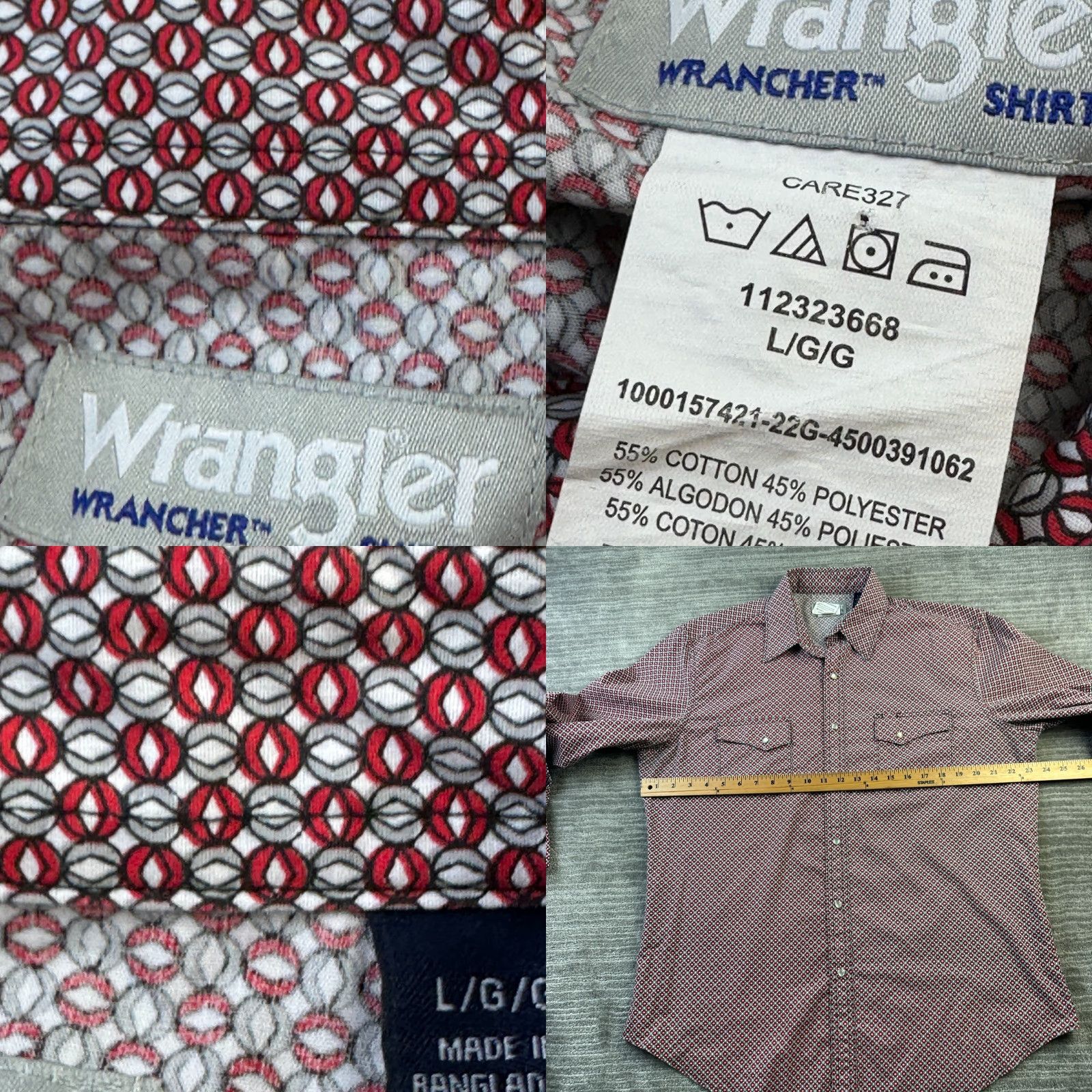Wrangler VINTAGE Wrangler Wrancher Shirt Mens Large Red All Over Print Pearl Snap Western Size US L / EU 52-54 / 3 - 8 Thumbnail