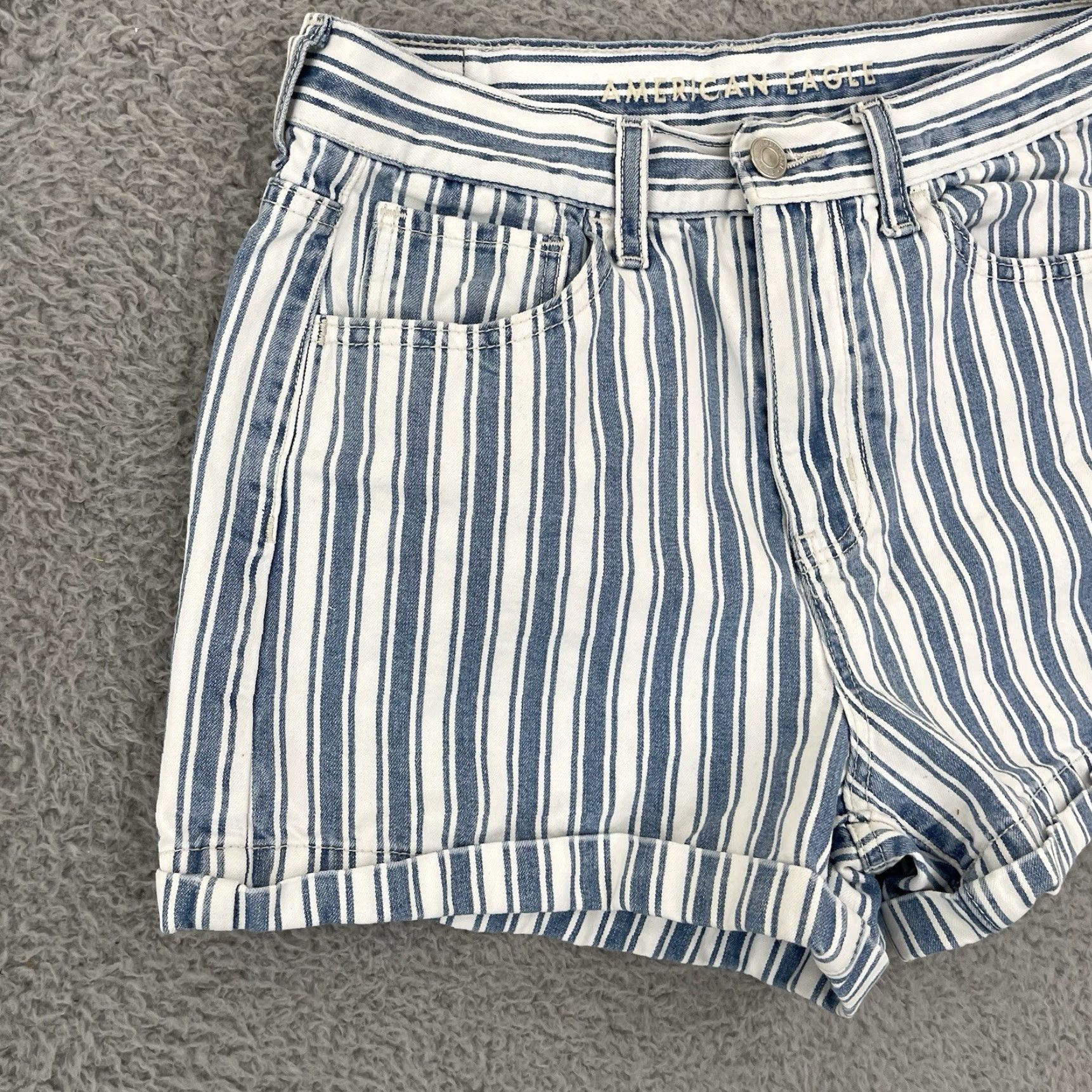 American Eagle Outfitters VINTAGE American Eagle Outfitters Shorts Women’s 2 Blue Mom Denim Stripe Boho Casual Beach Cotton Size 26" / US 2 / IT 38 - 3 Thumbnail