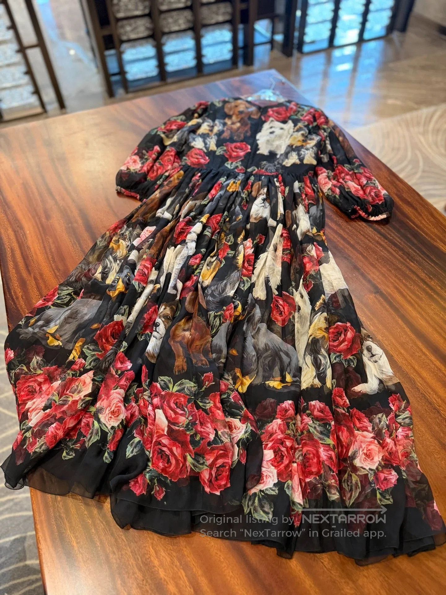Dolce & Gabbana Dolce&Gabbana Rose Dog Silk Dress. Size M / US 6-8 / IT 42-44 - 4 Thumbnail