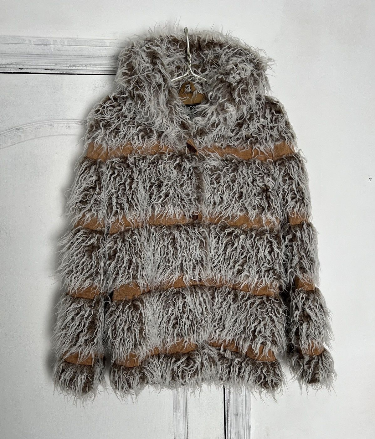 Pre-owned 20471120 X If Six Was Nine Vintage Japanese Fuzzy Fur Coat In Grey