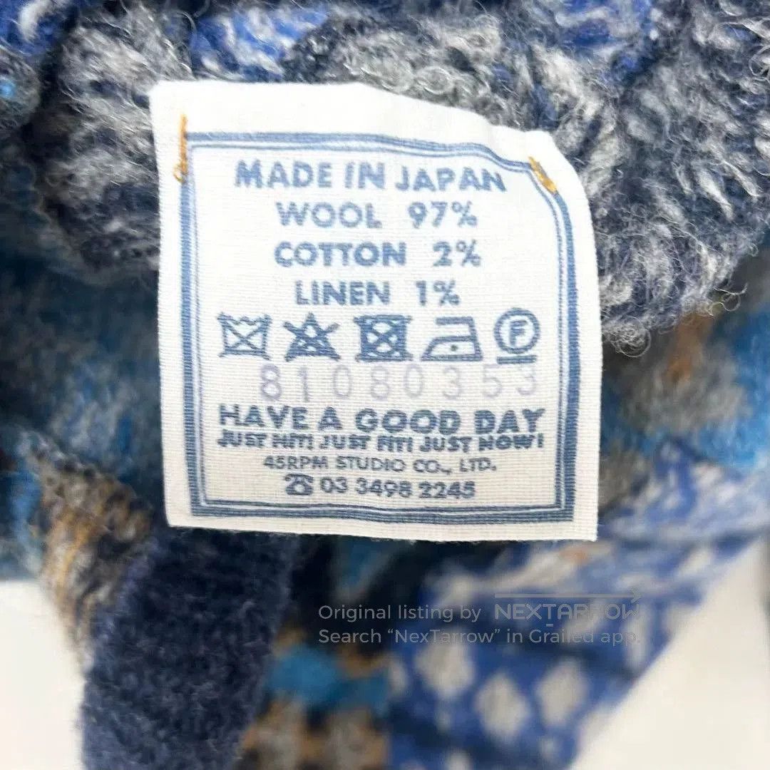 45rpm Blue Patchwork Wool Sweater Jacket. Size US M / EU 48-50 / 2 - 9 Thumbnail