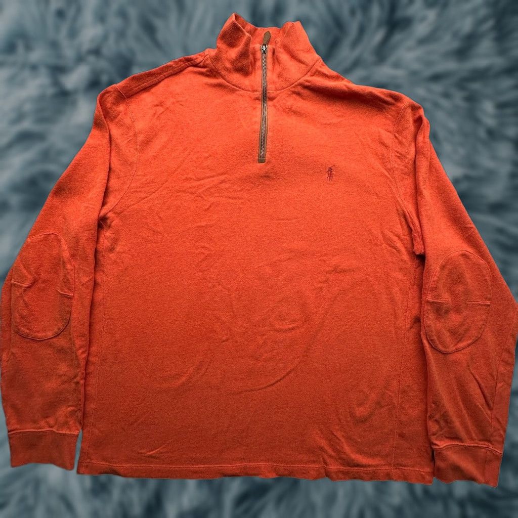Polo Ralph Lauren Polo by Ralph Lauren 1/4 Zip Orange Pullover Sweater Men XL Ribbed Pony Logo Red Shirt Size US XL / EU 56 / 4 - 1 Thumbnail