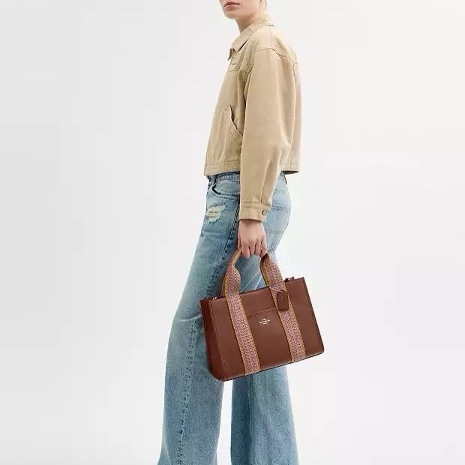 Coach NWT Coach Smith Tote Bag CBG90 Straw Leather Redwood Size ONE SIZE - 6 Thumbnail