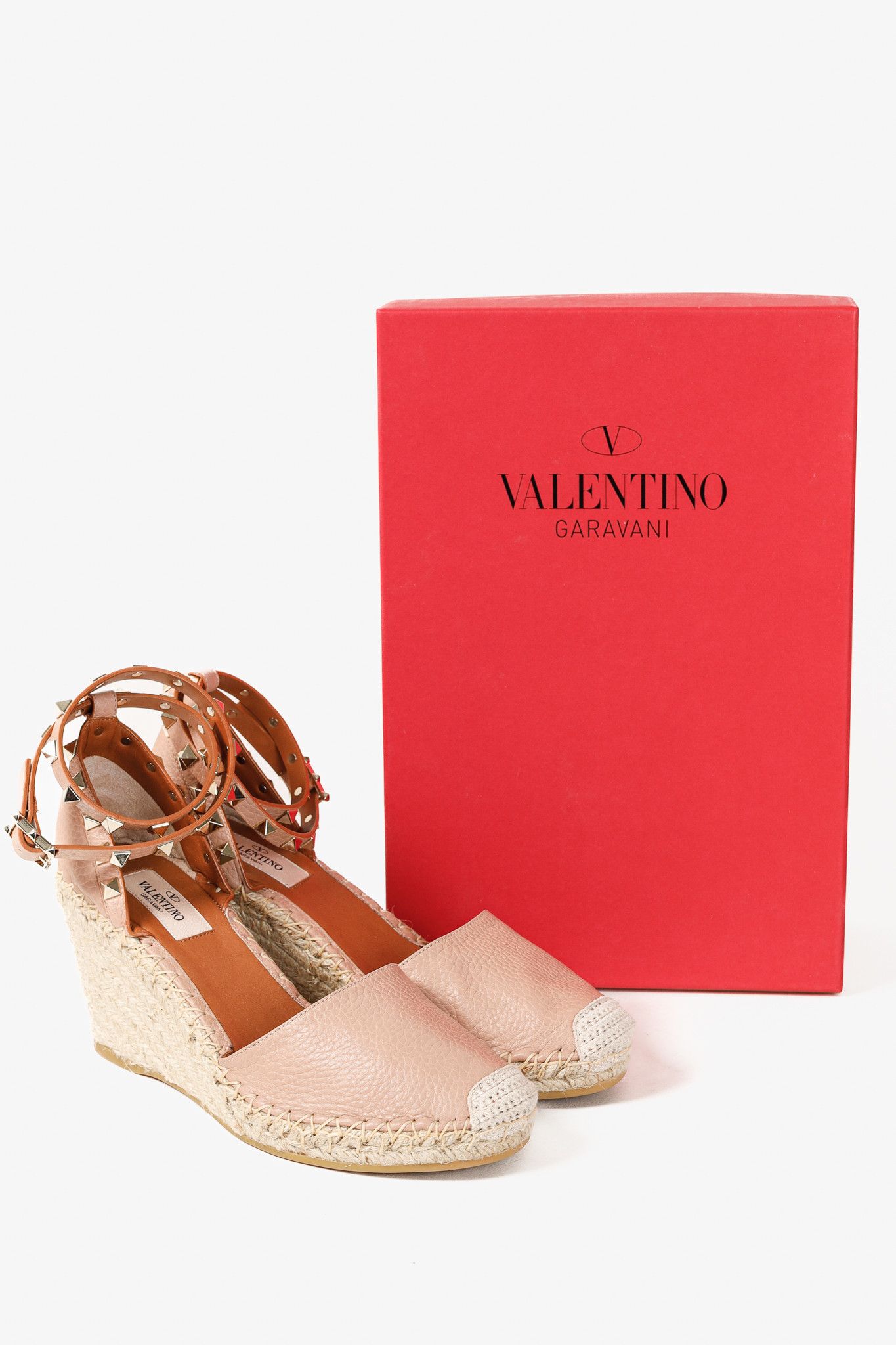 Valentino Valentino Garavani Rockstud Wedge Leather Espadrille Size US 7.5 / IT 37.5 - 12 Thumbnail