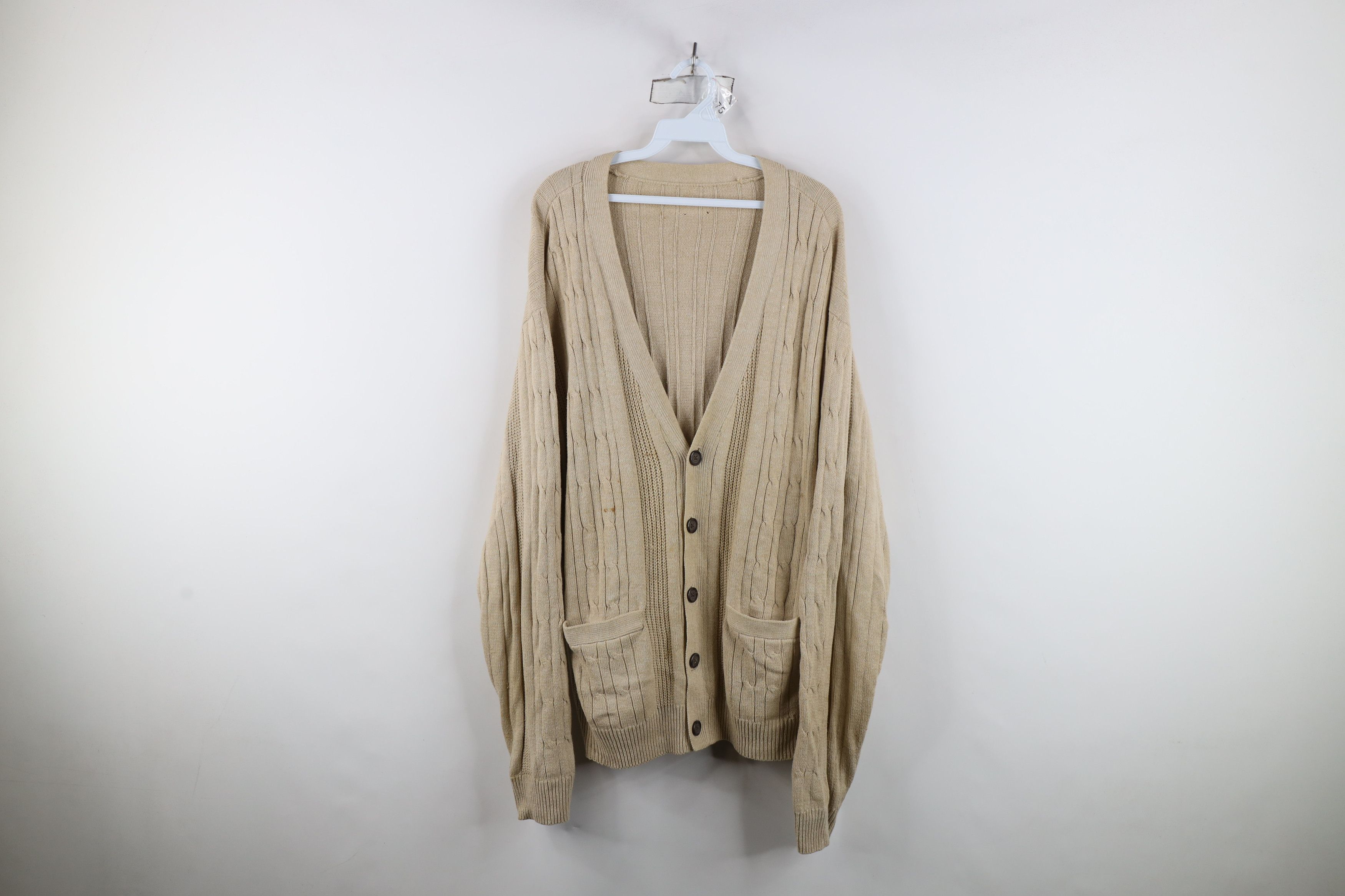 Vintage Vintage 90s Streetwear Chunky Cable Knit Cardigan Sweater Size US XL / EU 56 / 4 - 1 Thumbnail