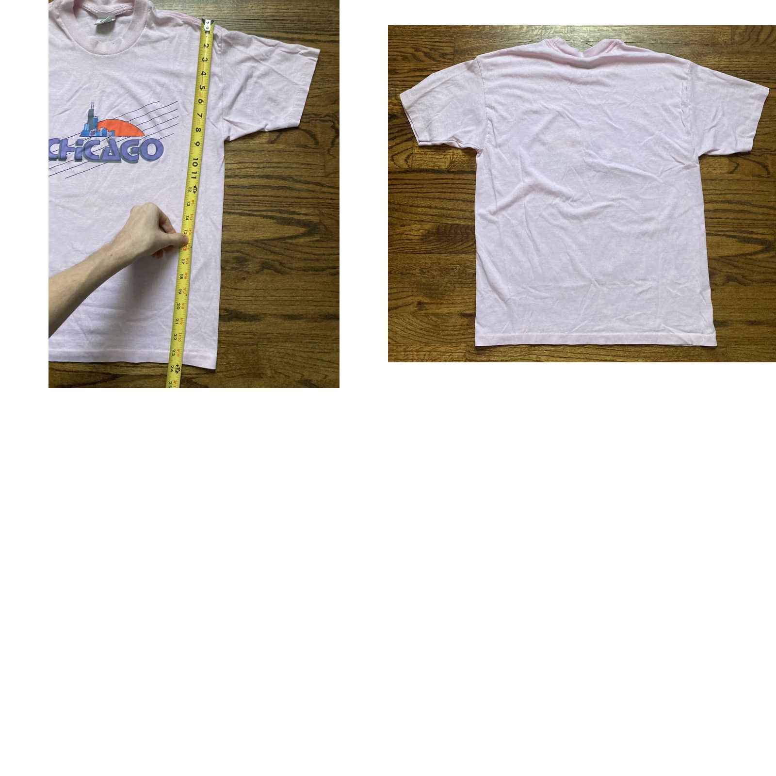 Vintage VTG 80s Signal Chicago Tourist T Shirt Size Large Pink Single Stitch Art Deco Men Size US L / EU 52-54 / 3 - 8 Thumbnail