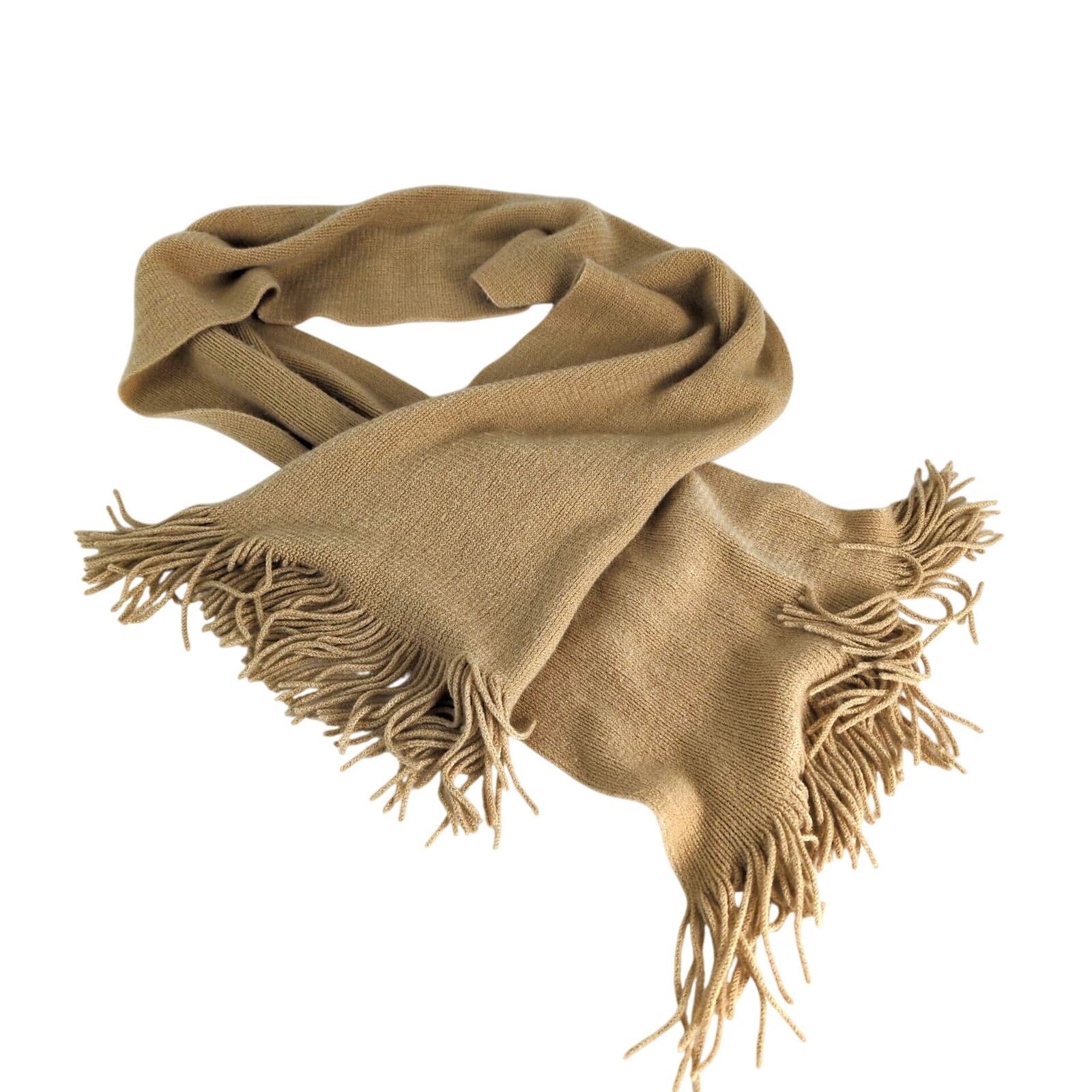 Other Echo Soft Made in Japan Beige Tan Neck Scarf w/ Fringe Size ONE SIZE - 1 Thumbnail