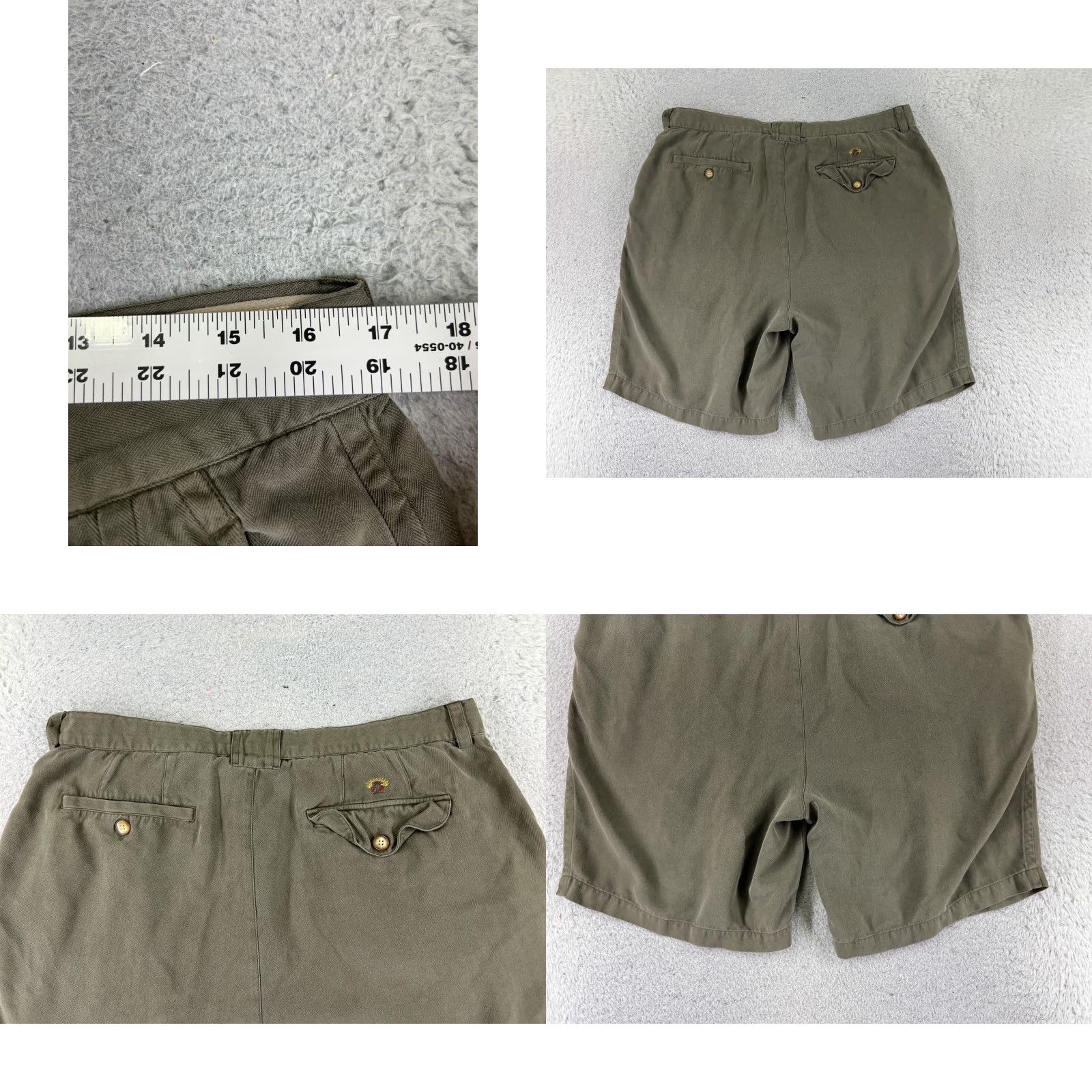Tommy Bahama Tommy Bahama Shorts Men 36 Green Pleated Herringbone Silk Bermuda Casual Beach Aloha Size US 36 / EU 52 - 9 Thumbnail