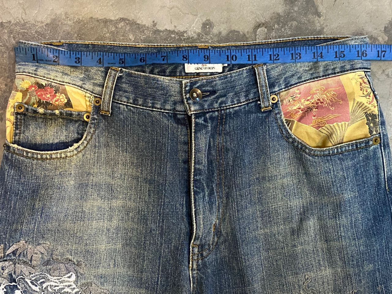 Japanese Brand KATAKURI TAMASHII TIGER & DRAGON EMBROIDERY DENIM PANTS Size US 32 / EU 48 - 10 Thumbnail