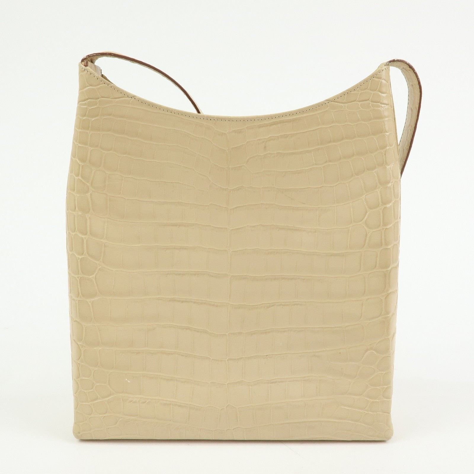 Salvatore Ferragamo Ferragamo Gancini Embossed Calfskin Shoulder Bag Beige Size ONE SIZE - 2 Thumbnail
