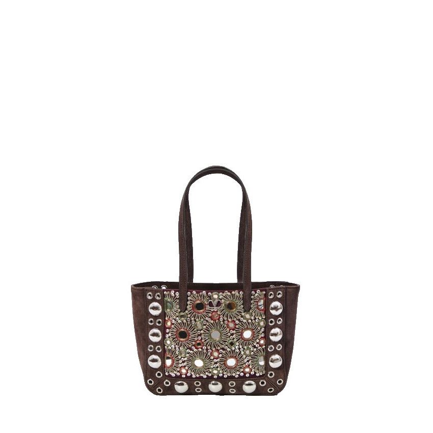 Valentino VALENTINO GARAVANI Nellcôte Mini Brown Leather Shopping Bag Size ONE SIZE - 1 Thumbnail
