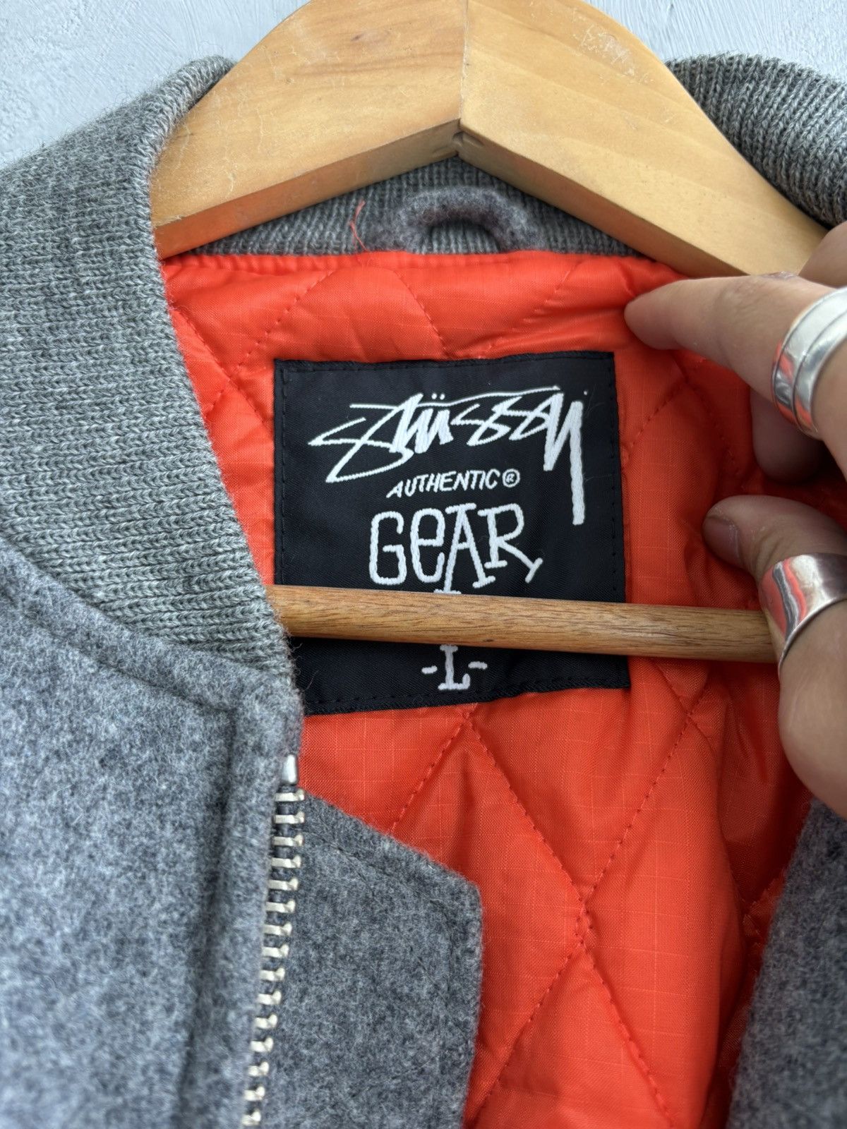 00’s old stussy Ma-1 Wool Bomber Jacket Stussy early 2000s wool bomber MA-1 jacket
