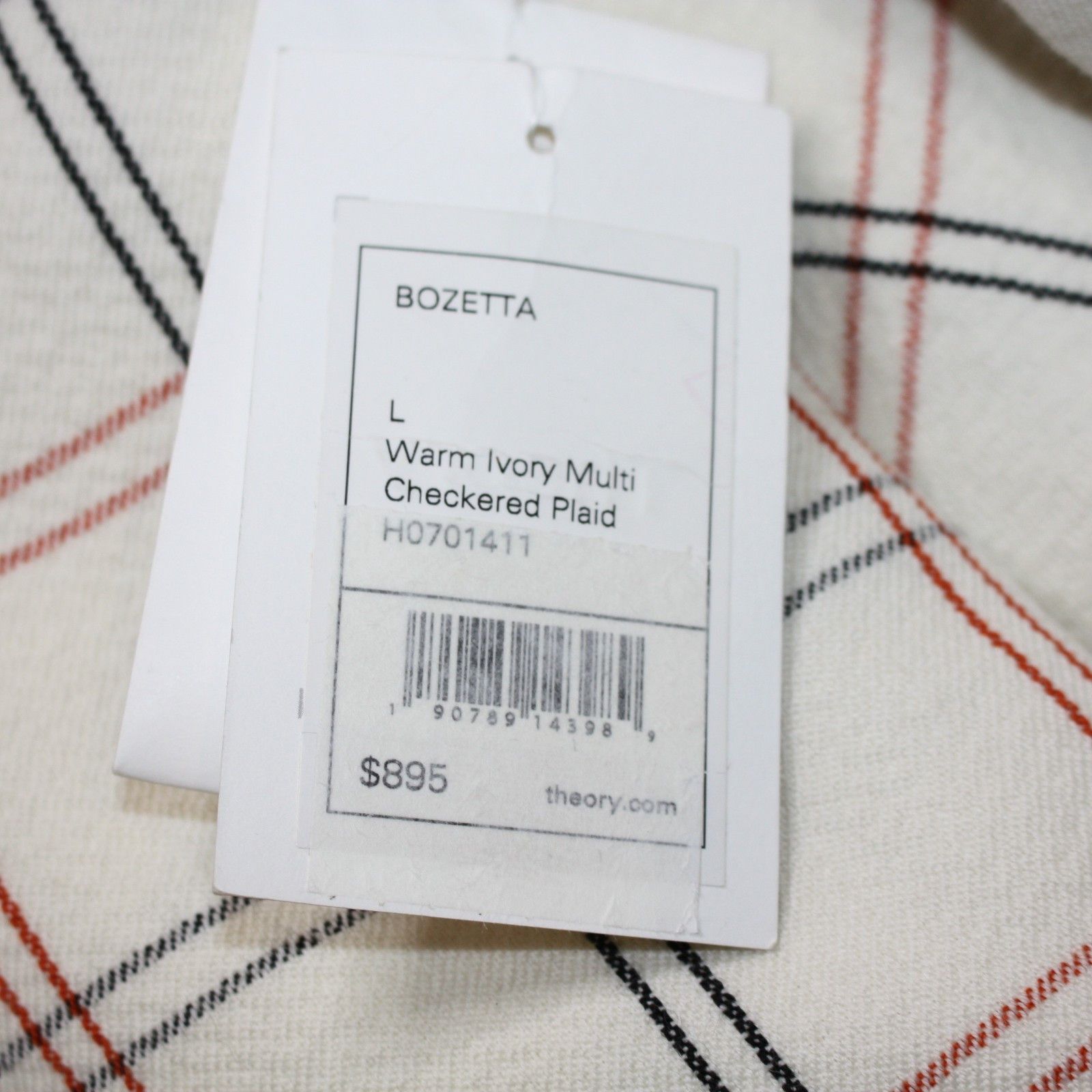 Theory Bozetta Ivory Checkered Plaid Wool Coat NWT MSRP $895 Size L / US 10 / IT 46 - 11 Thumbnail