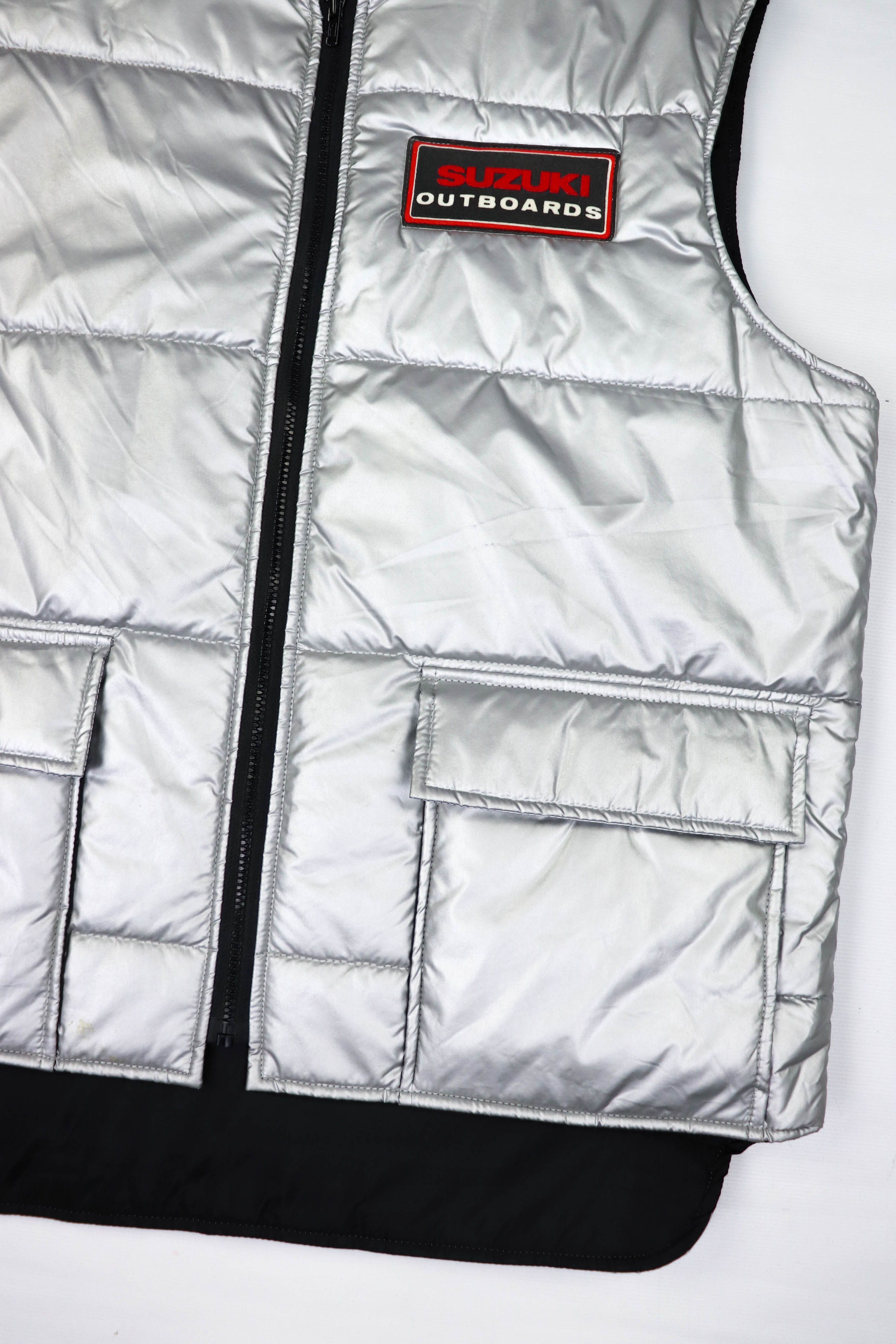 Vintage 90s Vintage Suzuki Made in Japan Silver Cropped Zip Vest Size US M / EU 48-50 / 2 - 5 Thumbnail