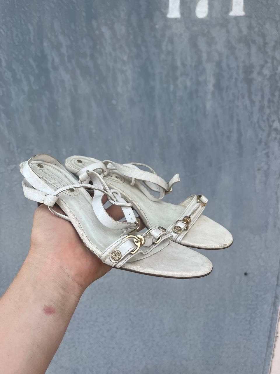 Celine Vintage Celine Leather Faded Sandals Heels Size US 9 / IT 39 - 1 Thumbnail