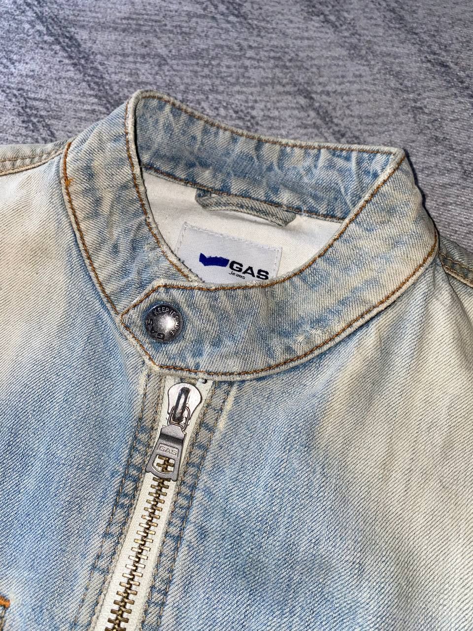 GAS GAS Distressed Denim Biker Jacket Size US M / EU 48-50 / 2 - 5 Thumbnail