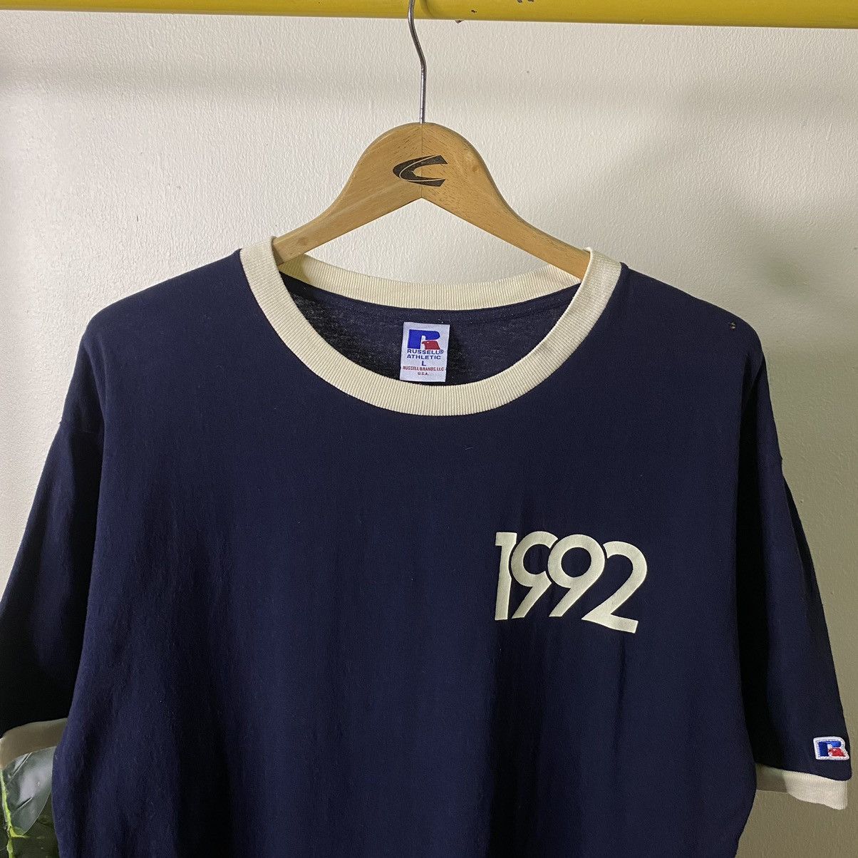 Russell Athletic × Vintage Vintage 1992 Russell Athletic Blank Ringer Tee Size US L / EU 52-54 / 3 - 2 Thumbnail