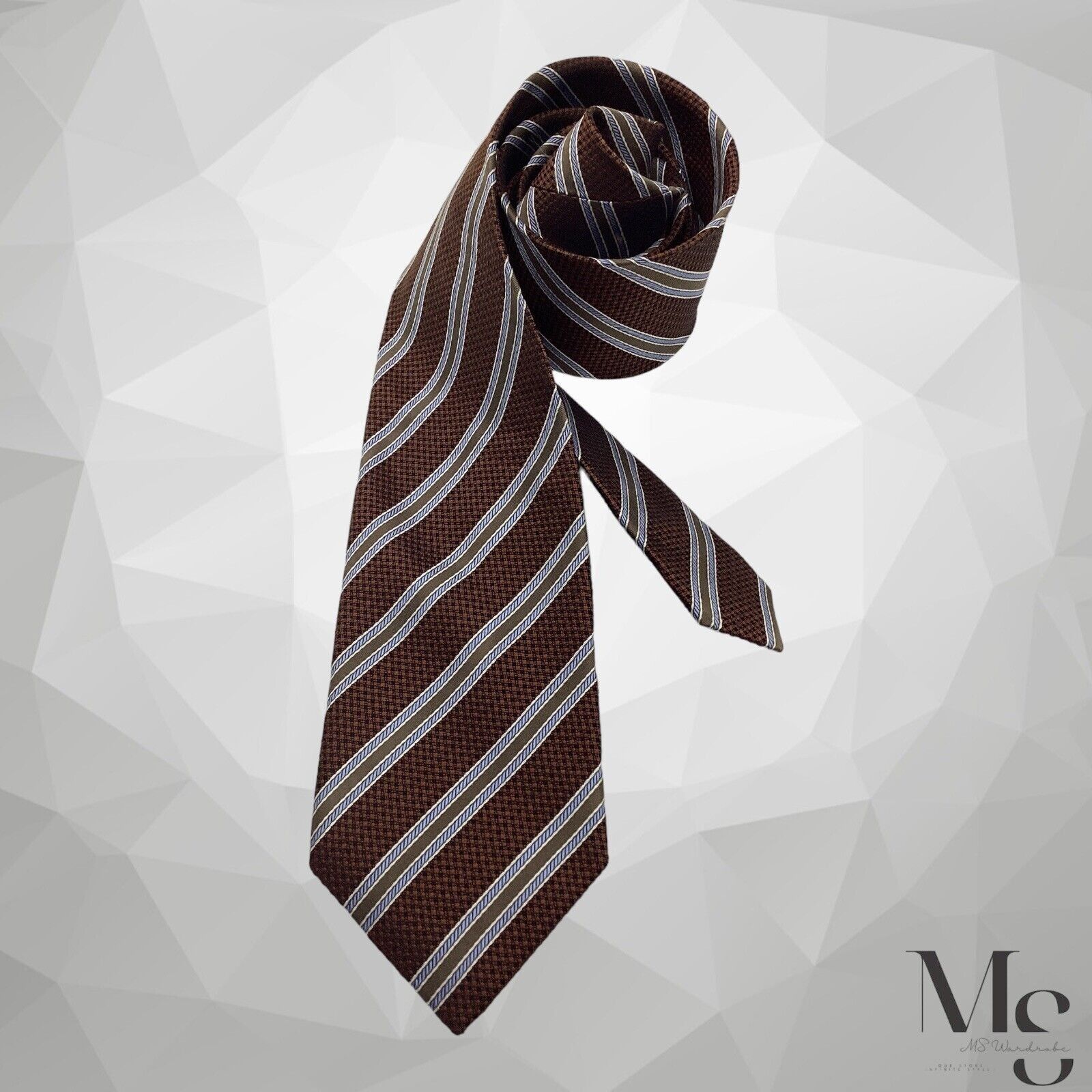 Craftsman CRAFTON 1853 Brown Striped Silk Tie W:3" EX COND Size ONE SIZE - 1 Thumbnail
