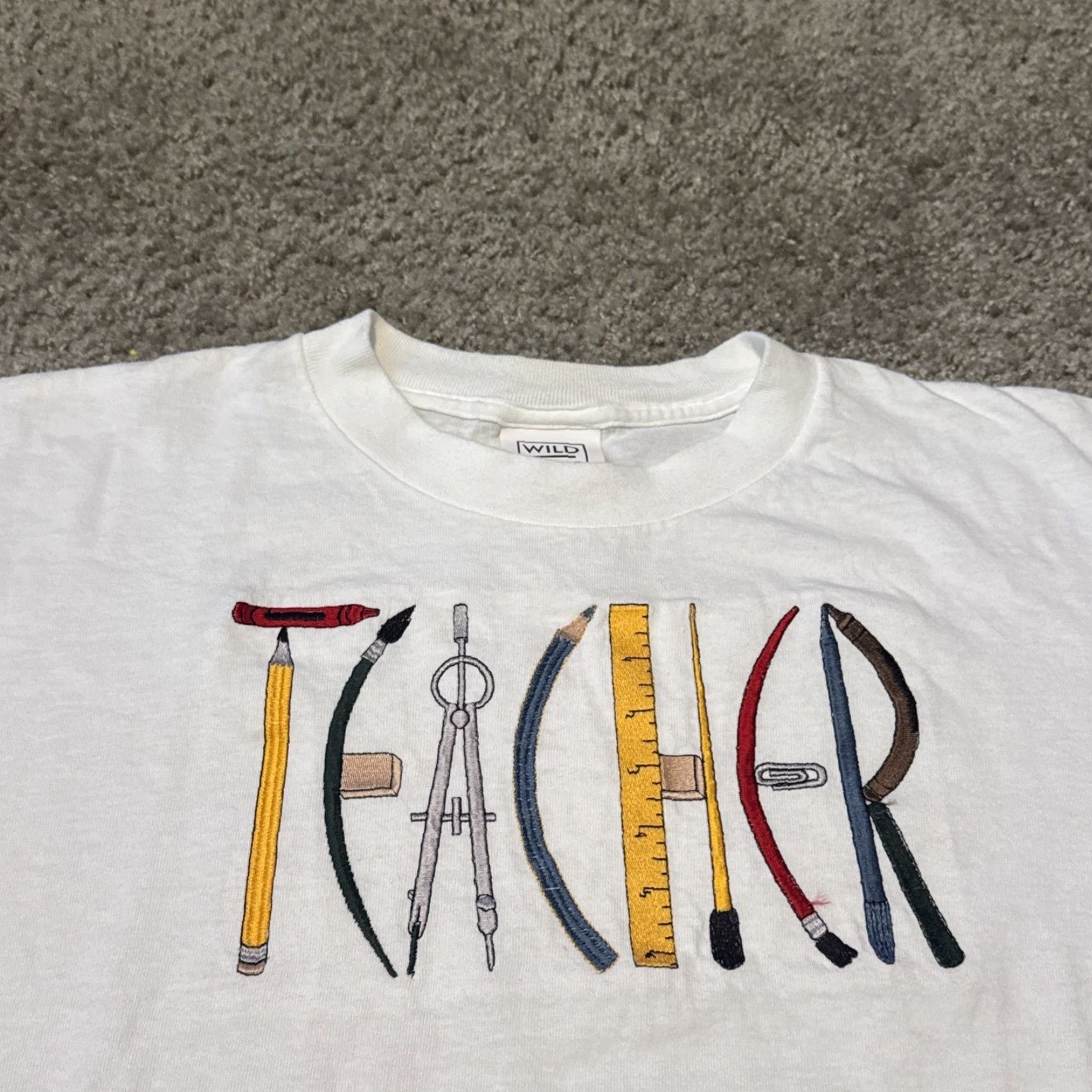 Vintage VINTAGE Wild Oats Art Teacher Graphic White T-Shirt Adult M Mens Size US M / EU 48-50 / 2 - 3 Thumbnail