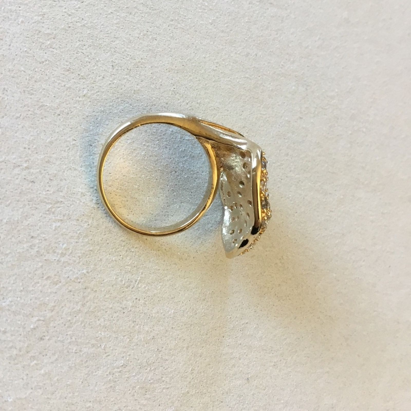 Other Gold Lily Crystal Statement Cocktail Ring Size ONE SIZE - 9 Thumbnail