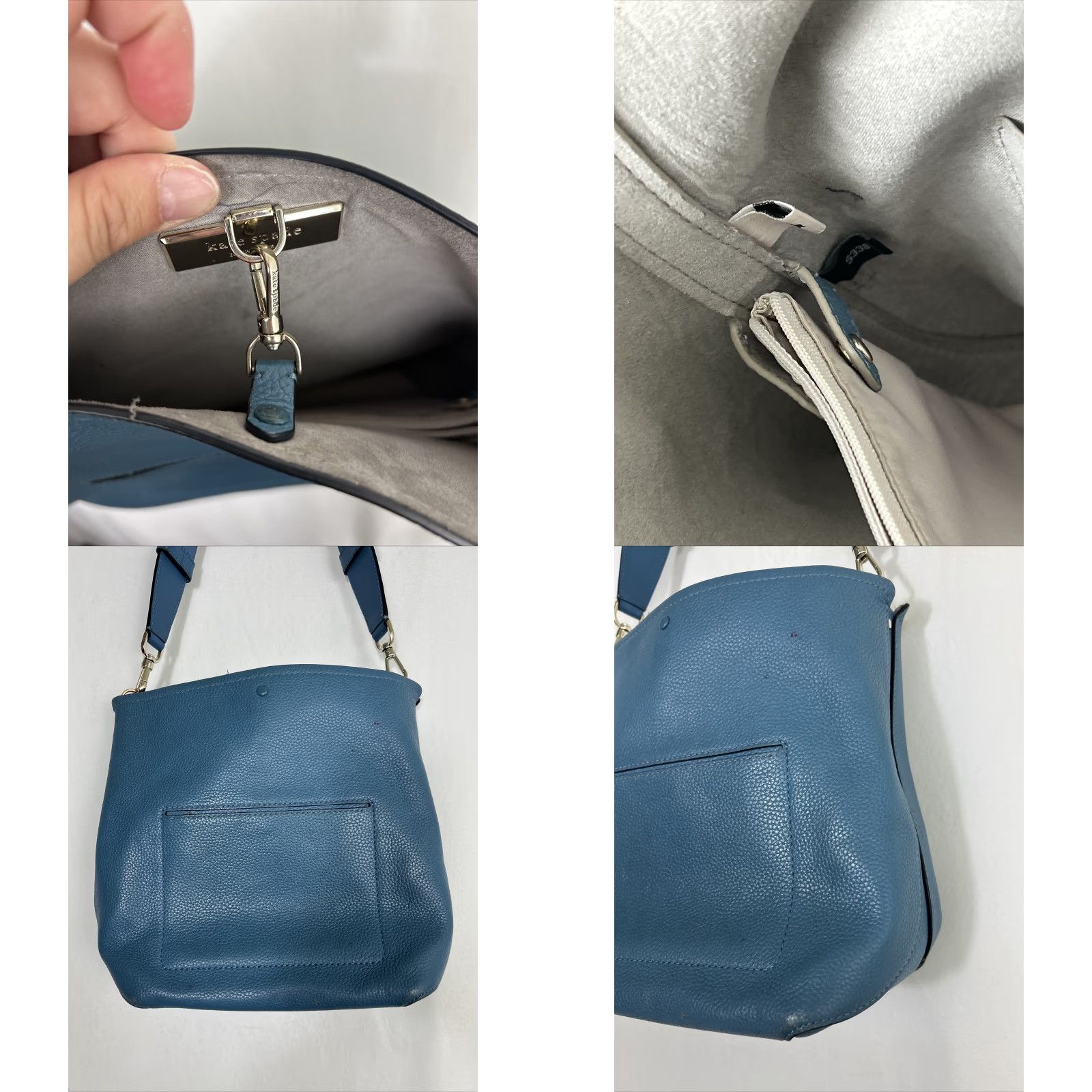 Vintage kate spade leather crossbody purse blue adjustable strap medium Size ONE SIZE - 11 Thumbnail