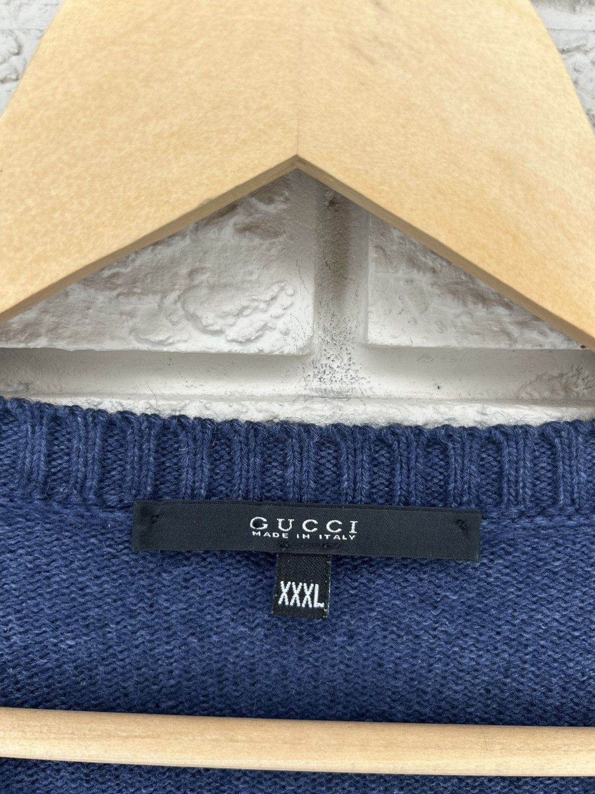 Gucci Gucci Alpaca Silk Navy Blue Calfskin Patch Knit Sweater Size US XL / EU 56 / 4 - 12 Thumbnail