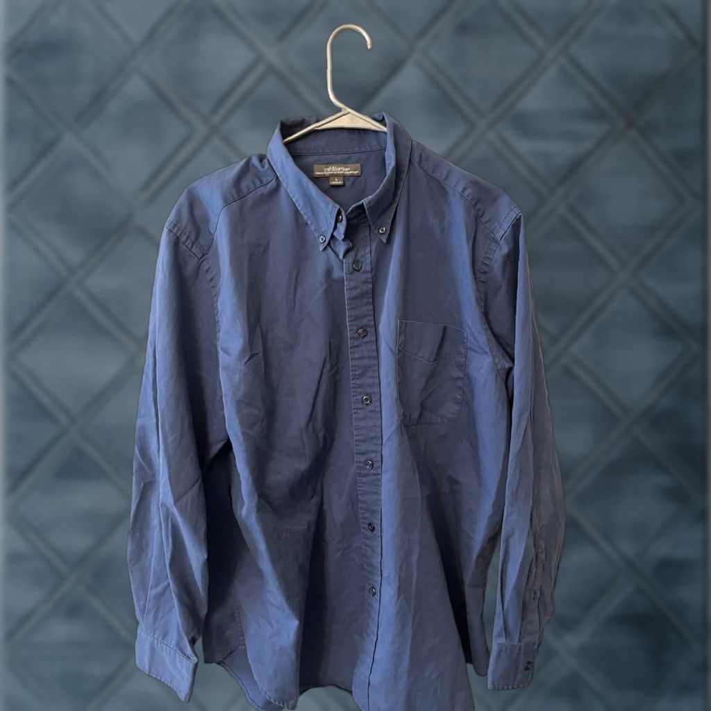Croft & Barrow Croft & Barrow Button Up Shirt Mens L Blue Solid Wrinkle Free Button-Down Collared Long Sleeve Casual Easy Care Modern 80s? Size US L / EU 52-54 / 3 - 1 Thumbnail