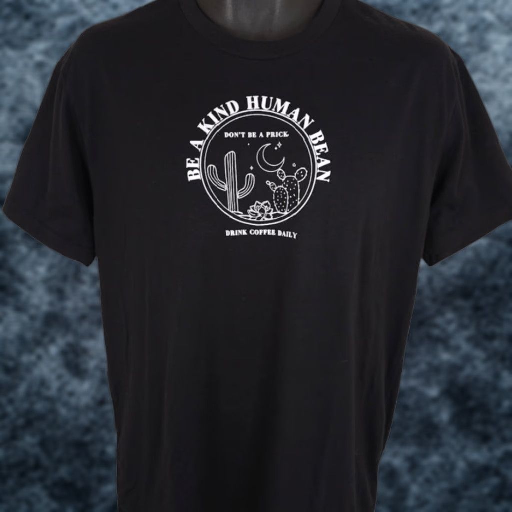 Next Level VINTAGE? No. Drink Coffee T Shirt Mens Size Large Black Dont Be A Prick Be A Kind Human Bean Size US L / EU 52-54 / 3 - 1 Thumbnail