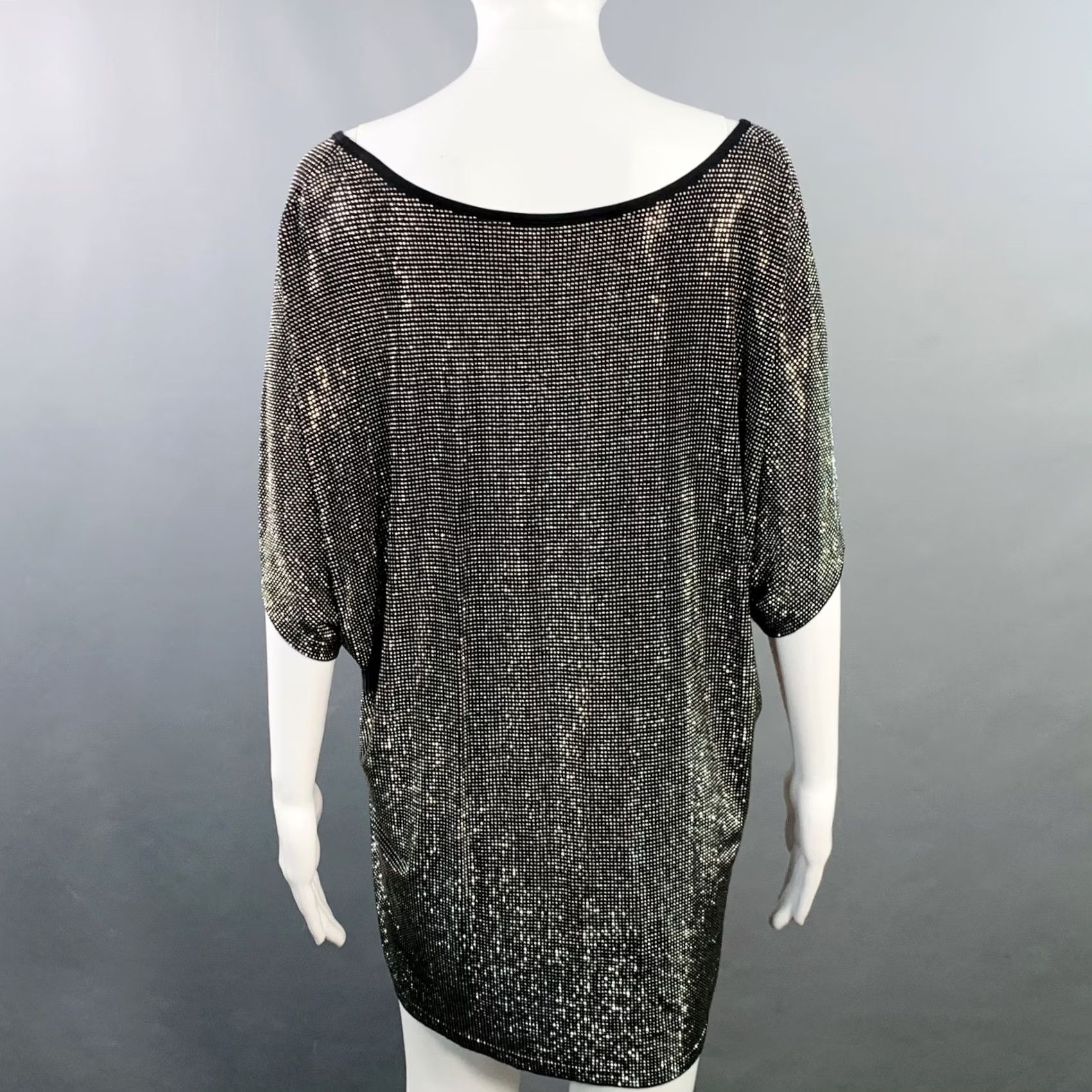 Balmain BALMAIN XS Black Silver Viscose Blend Studded Scoop Neck T-Shirt Womens Size XS / US 0-2 / IT 36-38 - 4 Thumbnail