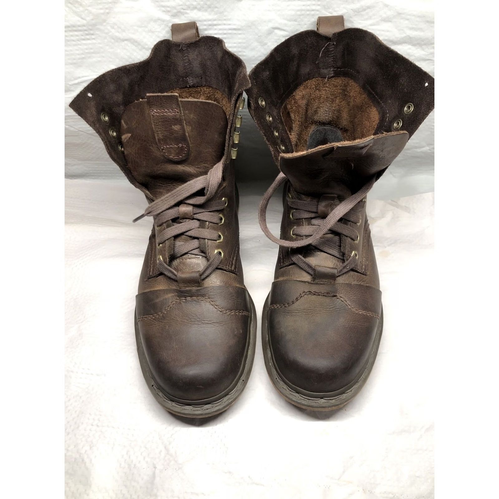 Dr. Martens Dr Martens Pier Distressed Leather Mens Boots Combat Grunge 90s Lace Up Casual Workwear Travel Brown Leather Captoe Pattern Solid Mens 10 US Size US 9 / EU 42 - 2 Thumbnail