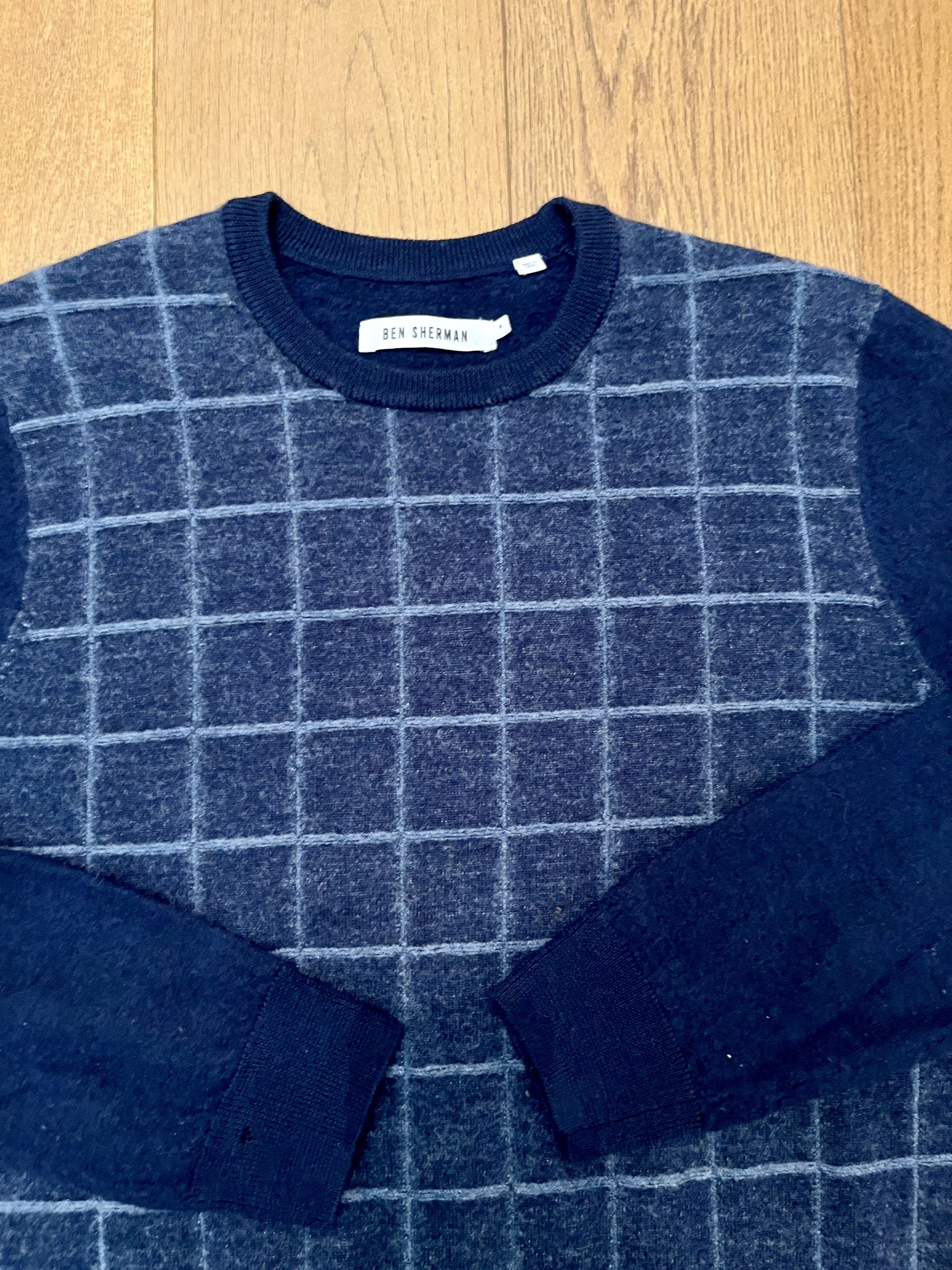 Ben Sherman Ben Sherman 100% Wool Blue Grid Crewneck Sweater Mod Men M Size US M / EU 48-50 / 2 - 2 Thumbnail