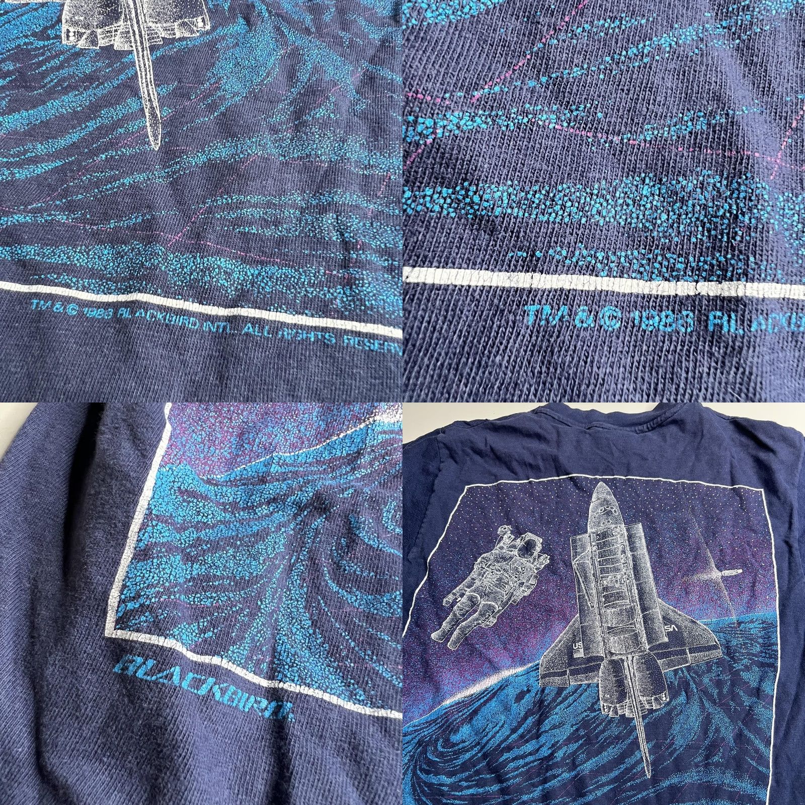 Hanes VINTAGE NASA Johnson Space Center Shirt Mens Medium Blue Hanes Beefy-T 80s Space Shuttle 1983 Graphics Size US M / EU 48-50 / 2 - 8 Thumbnail