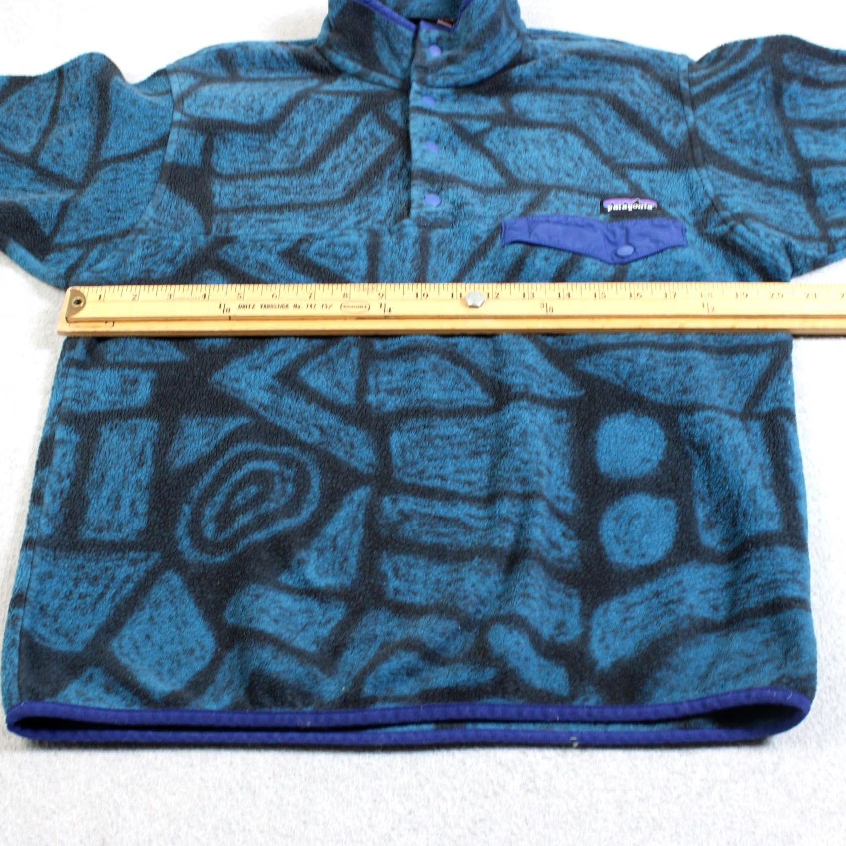 Patagonia Patagonia Synchilla Pullover Mens M Blue Geometric Fleece Knit Snaps Soccer? Size US M / EU 48-50 / 2 - 6 Thumbnail
