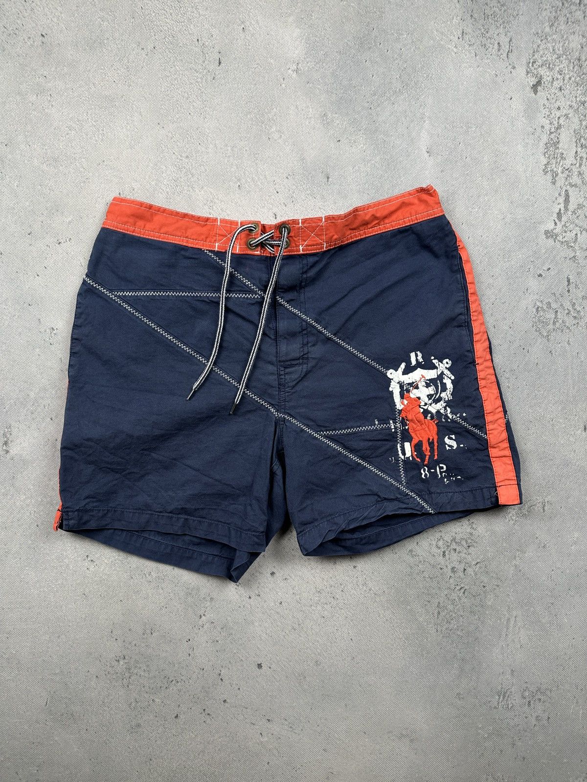 Polo Ralph Lauren Polo Ralph Lauren Vintage Sailing Swim Shorts Navy Red Size US 32 / EU 48 - 1 Thumbnail