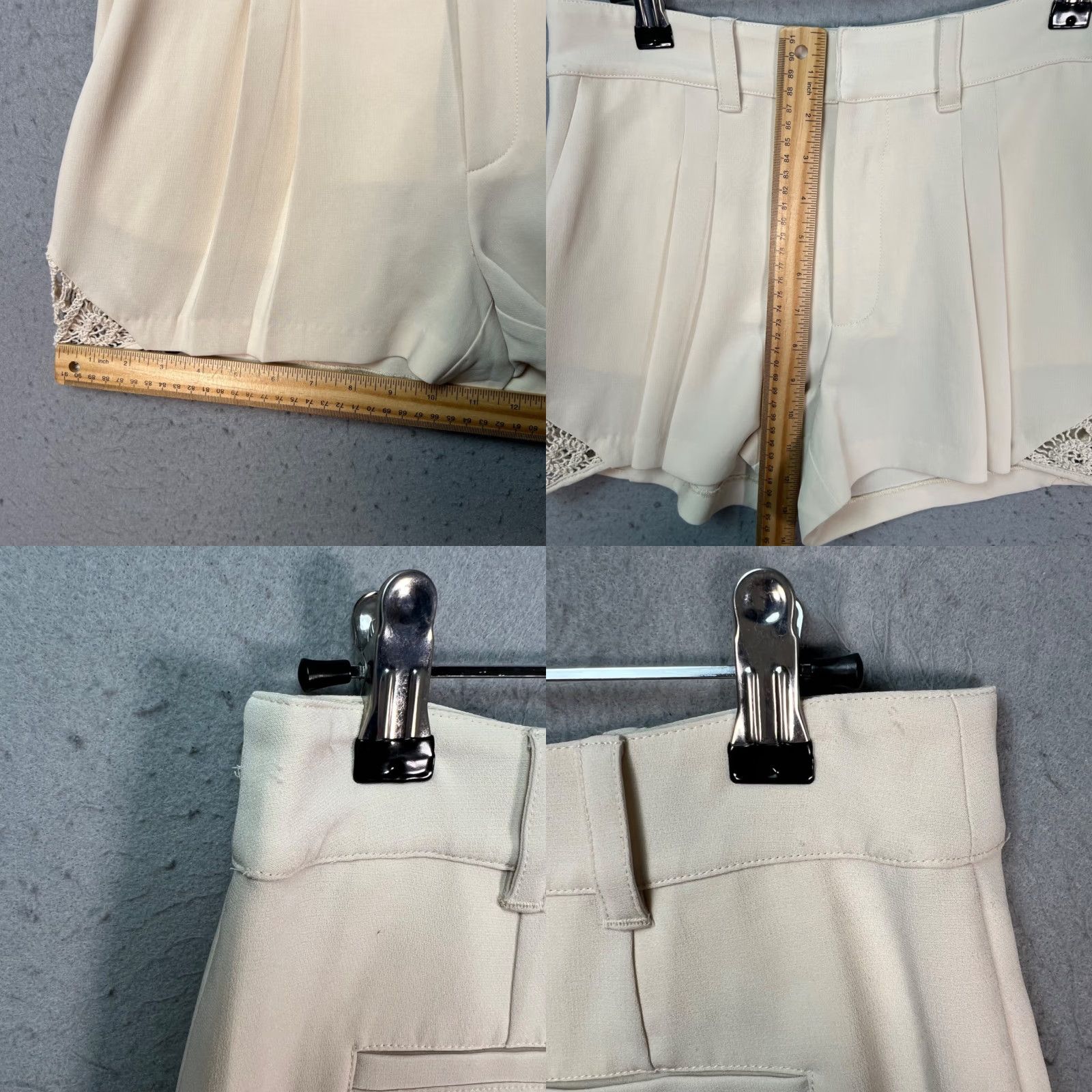 Cinq a Sept Cinq a Sept Womens 00 Ivory Crochet Trim High Waist Tailored Shorts Shirt? Size 24" / US 00 / IT 34 - 8 Thumbnail