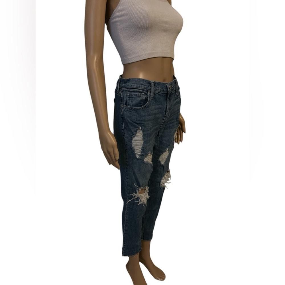 Old Navy OLD NAVY boyfriend straight/Droit tattered darkwashed denim Size 27" / US 4 / IT 40 - 3 Thumbnail