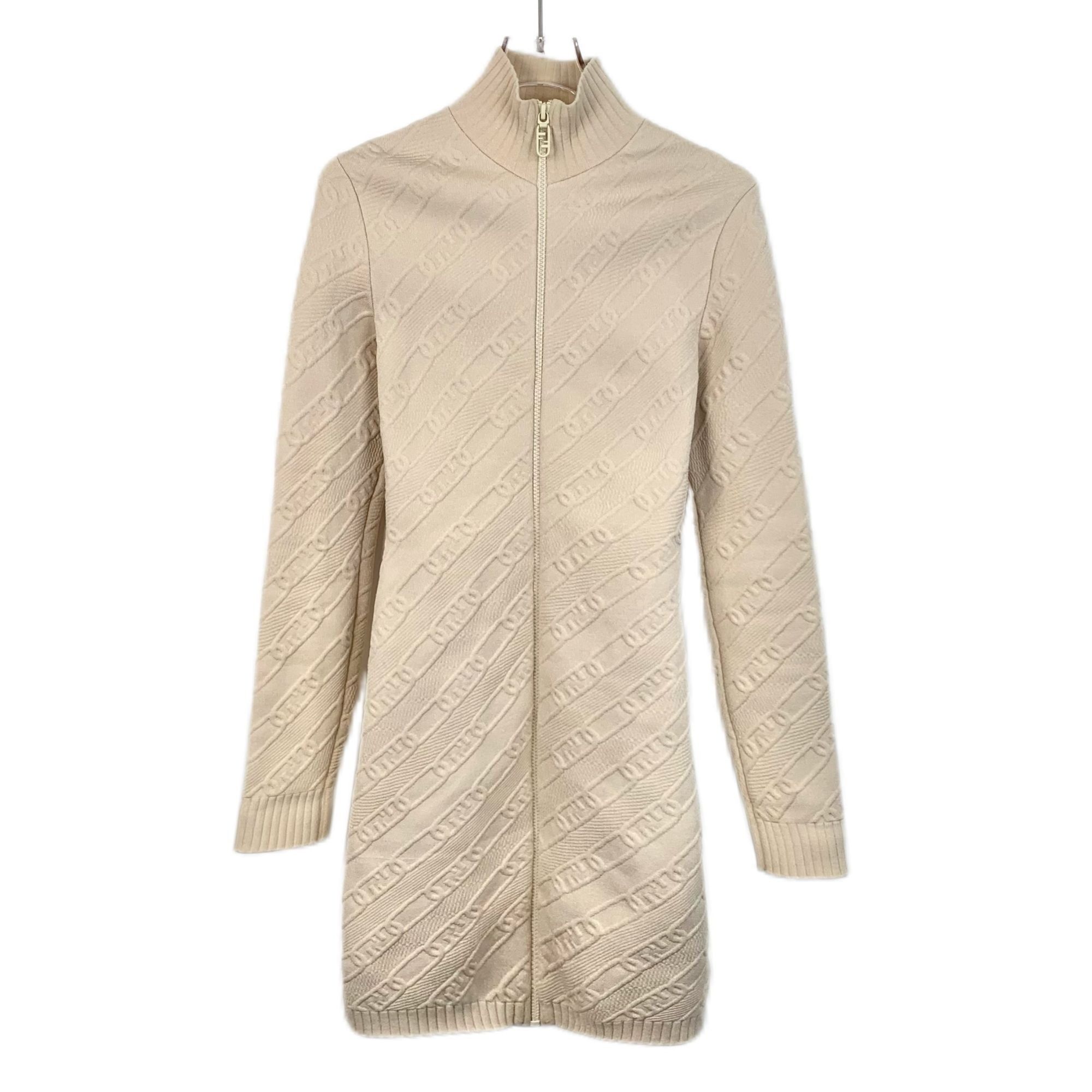 Fendi H11719 Fendi Beige Ribbed Knit Longline Cardigan Size S / US 4 / IT 40 - 1 Thumbnail