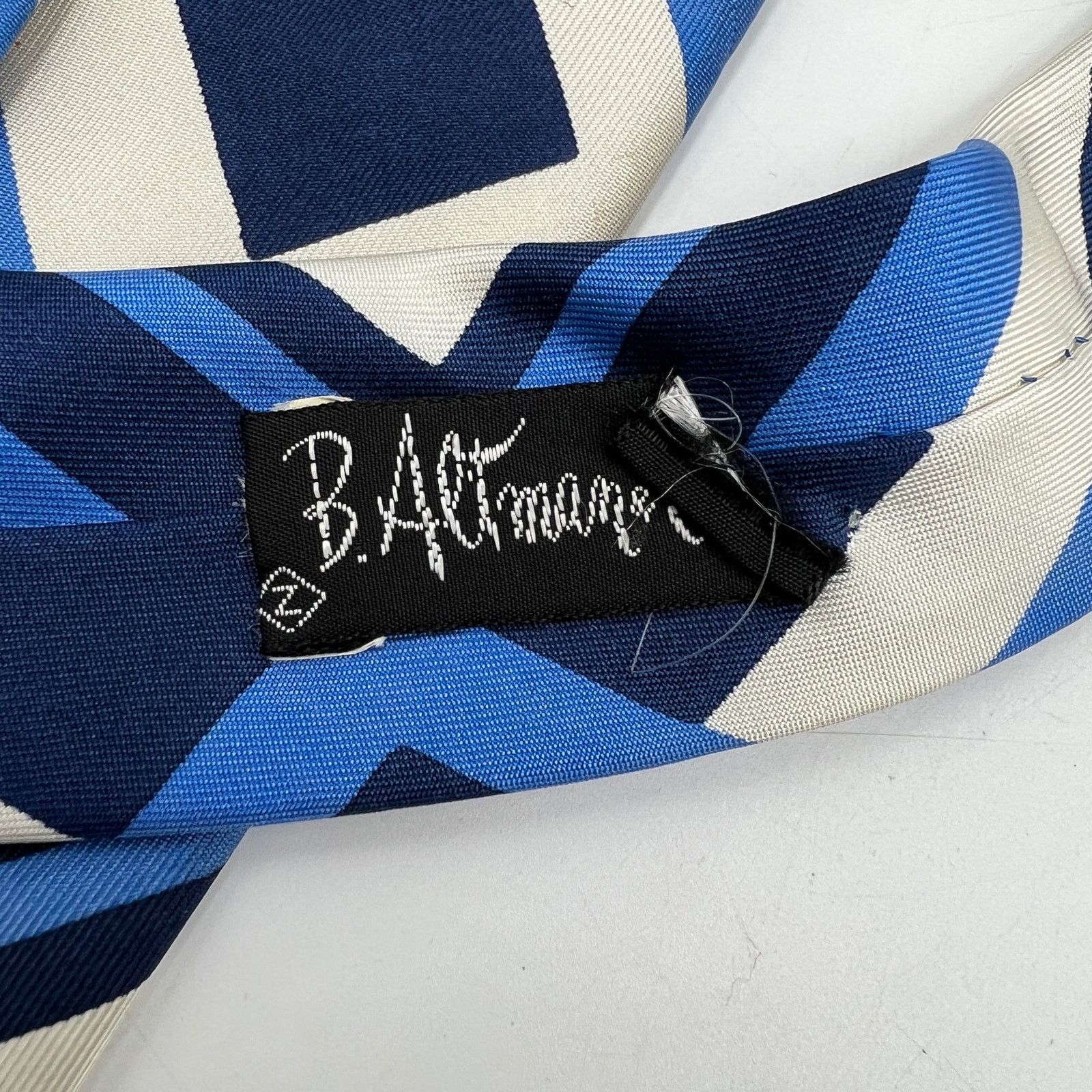 Dior Christian Dior Vintage 70s Silk Geometric Tie Blue White Size ONE SIZE - 6 Thumbnail