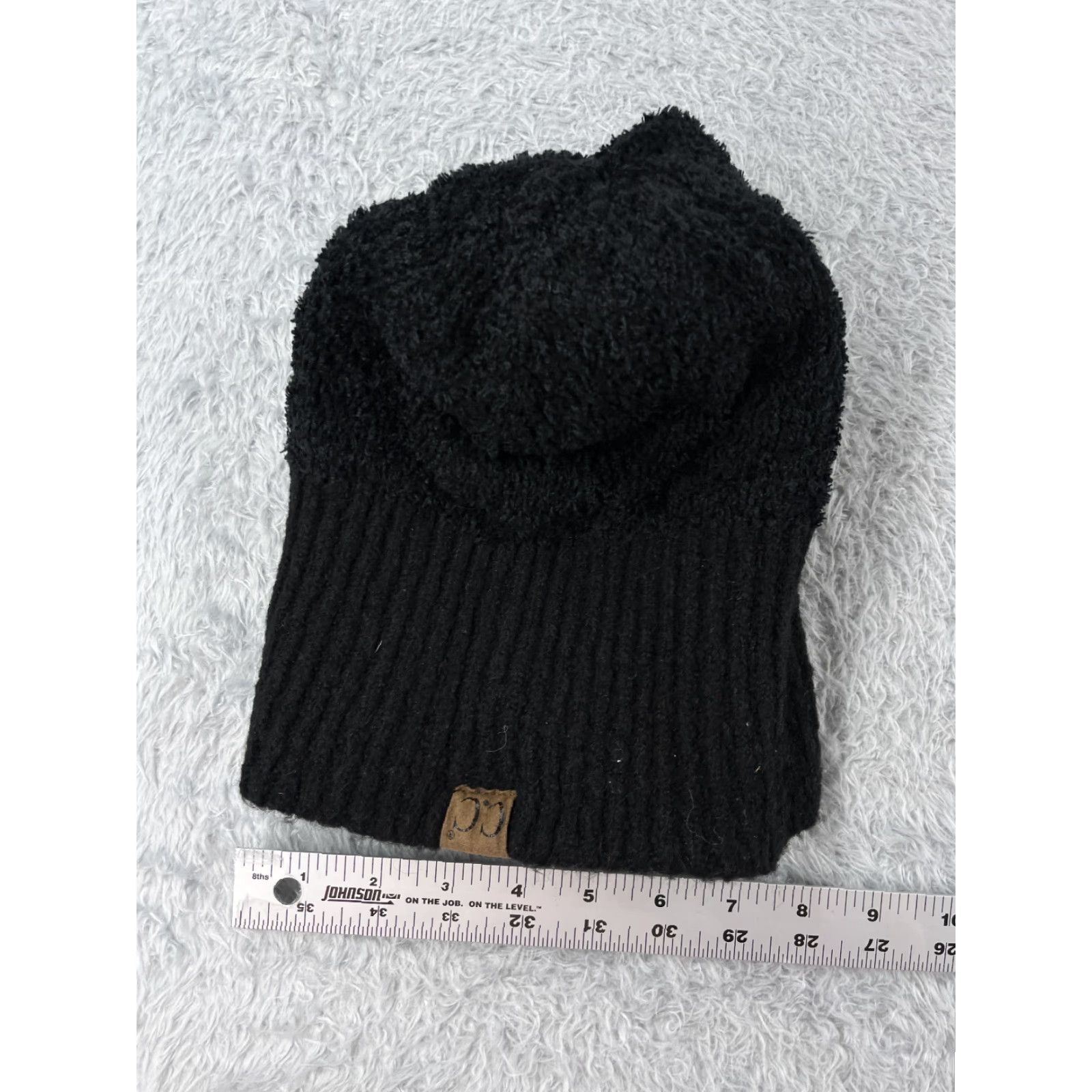 Vintage C.C Exclusives Beanie Toque Womens One Size Black Knit Acrylic Line Faux Fur Pom Size ONE SIZE - 6 Thumbnail