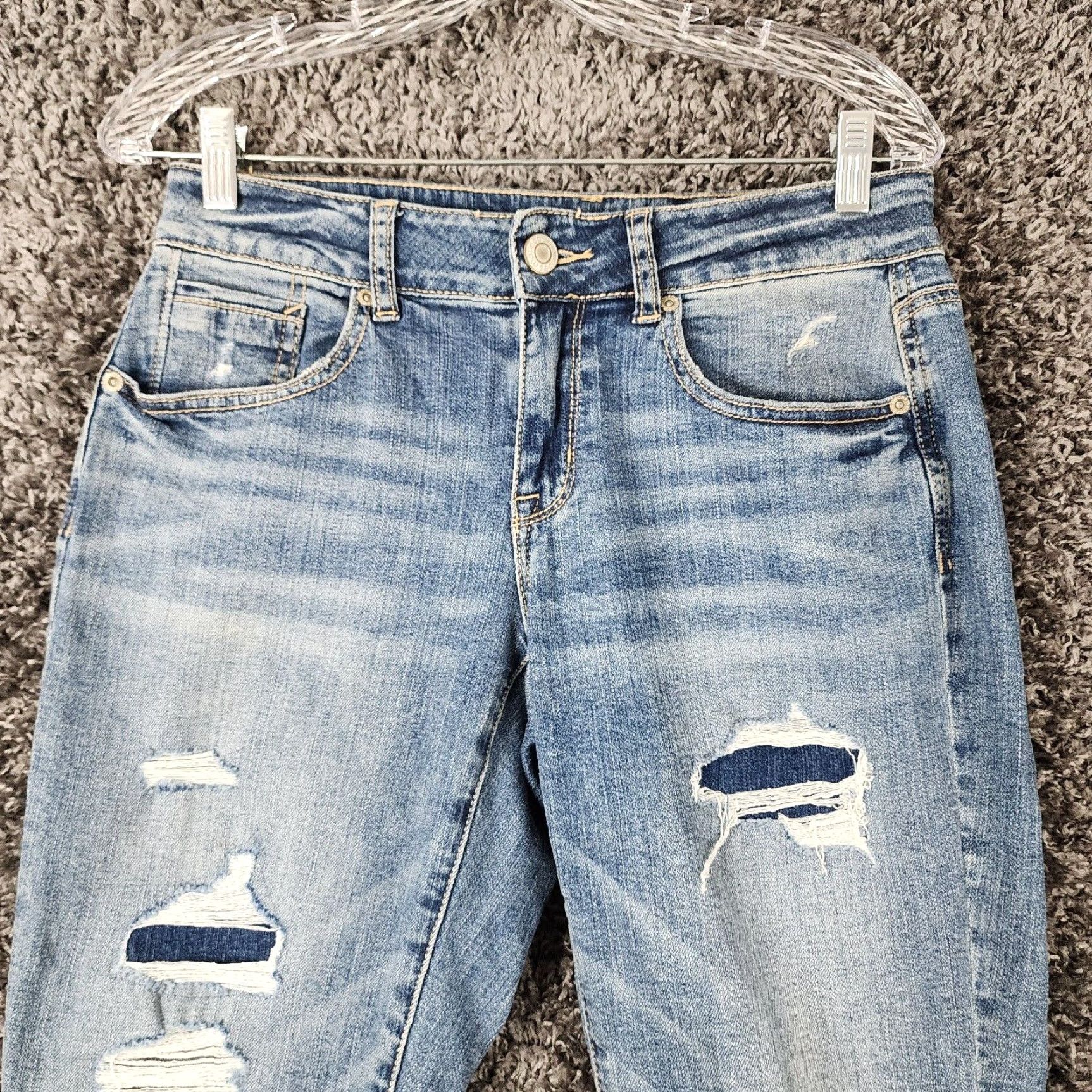 Vintage Maurices Jeans Skinny Distressed Blue Womens Size 2 30x27 Blue Distressed Skinny Jeans Womens 2 Size 26" / US 2 / IT 38 - 2 Thumbnail