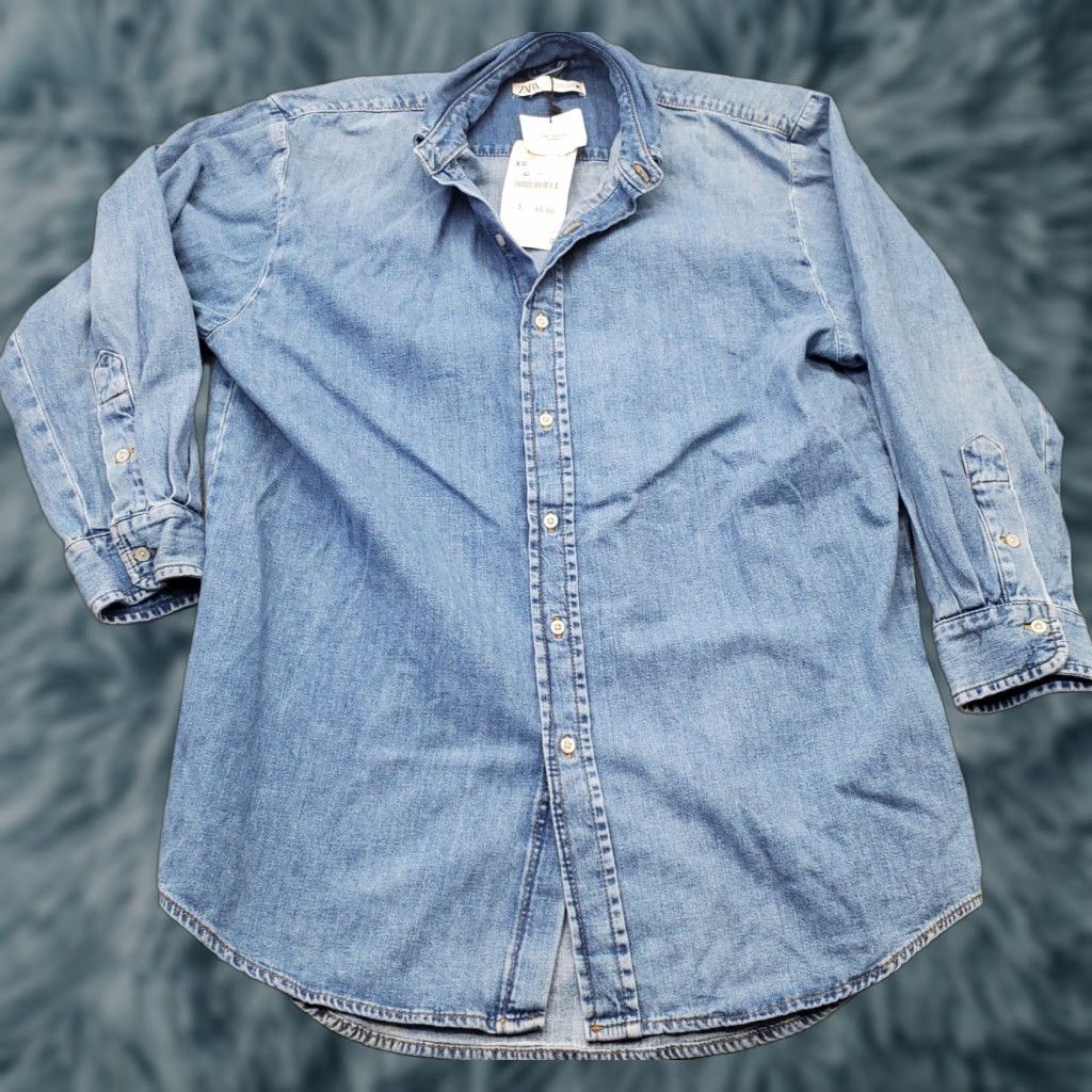 Zara Zara Casual Shirt Mens XS Blue Denim Relaxed Fit Long-Sleeve Button Up Size US XS / EU 42 / 0 - 1 Thumbnail