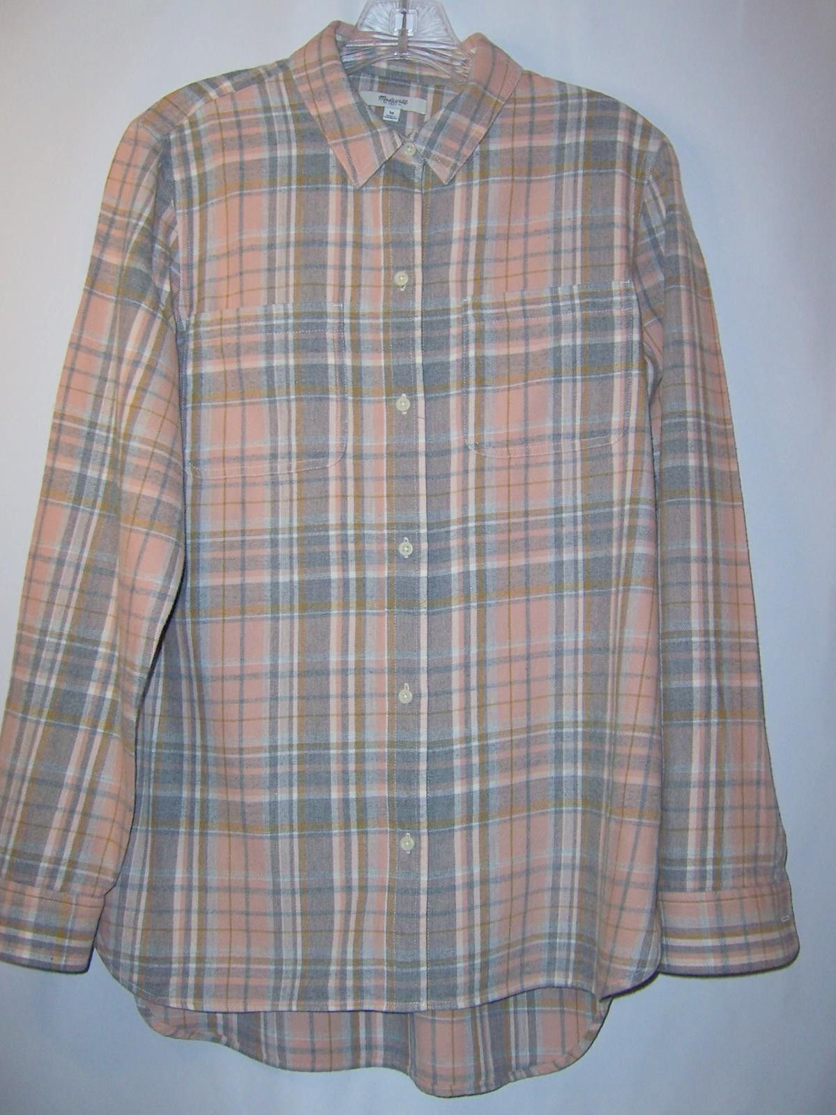 Madewell Madewell Ex-Boyfriend Flannel Button Down Shirt Pink/Grey M Size M / US 6-8 / IT 42-44 - 4 Thumbnail