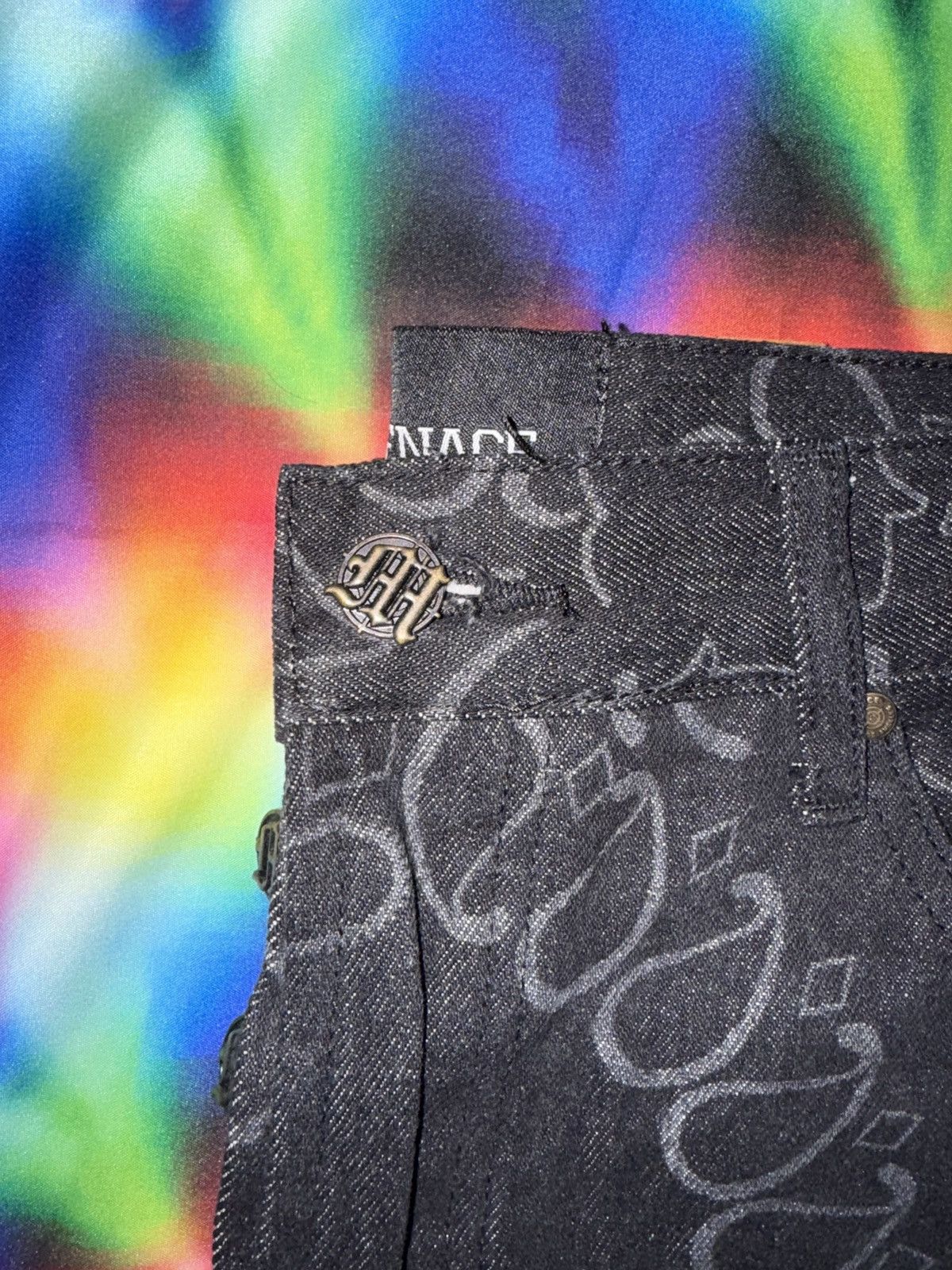 Menace Menace All Over Print Paisley Denim Jean Black Size US 36 / EU 52 - 5 Thumbnail