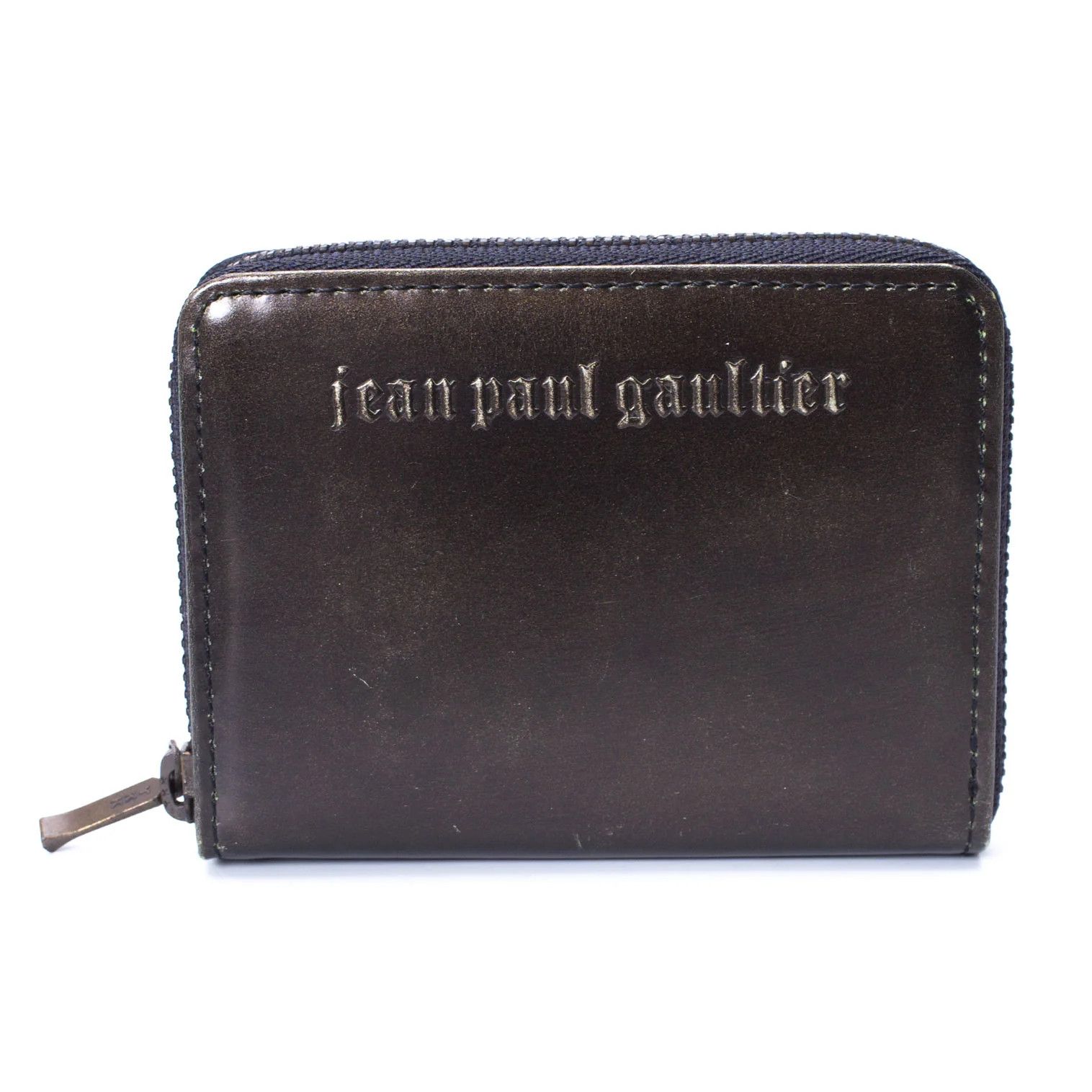 Jean Paul Gaultier Embossed Logo Zip Coin Case in Charcoal Size ONE SIZE - 1 Thumbnail