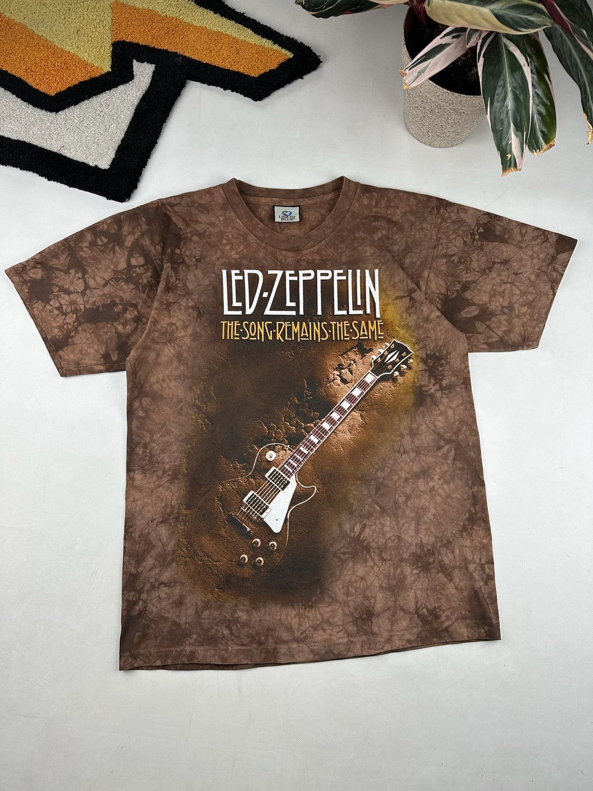 Band Tees × Liquid Blue × Vintage Vintage 2000s Led Zeppelin Liquid Blue Brown Tee Size US L / EU 52-54 / 3 - 1 Thumbnail