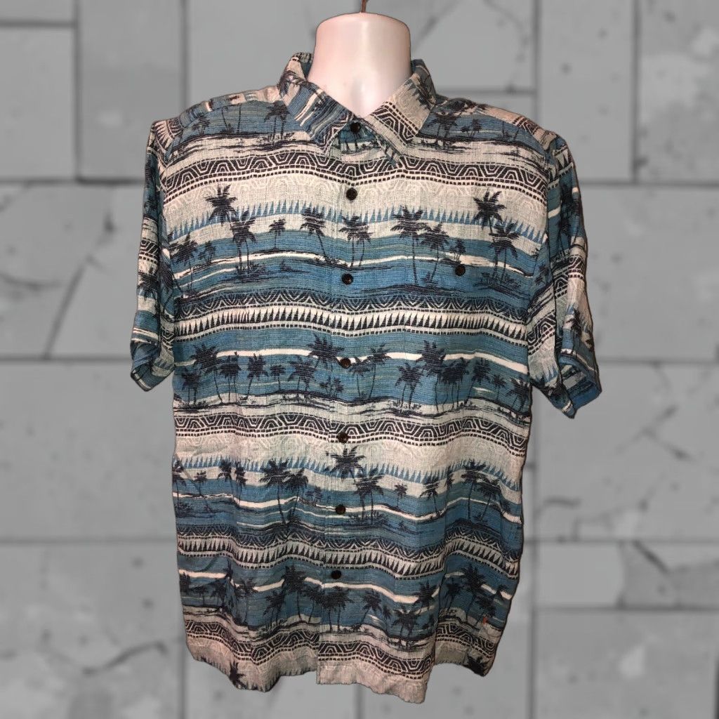 Quiksilver VINTAGE Quiksilver Mens Shirt Palm Tree Print Blue Short Sleeve Button Front L Size US L / EU 52-54 / 3 - 1 Thumbnail